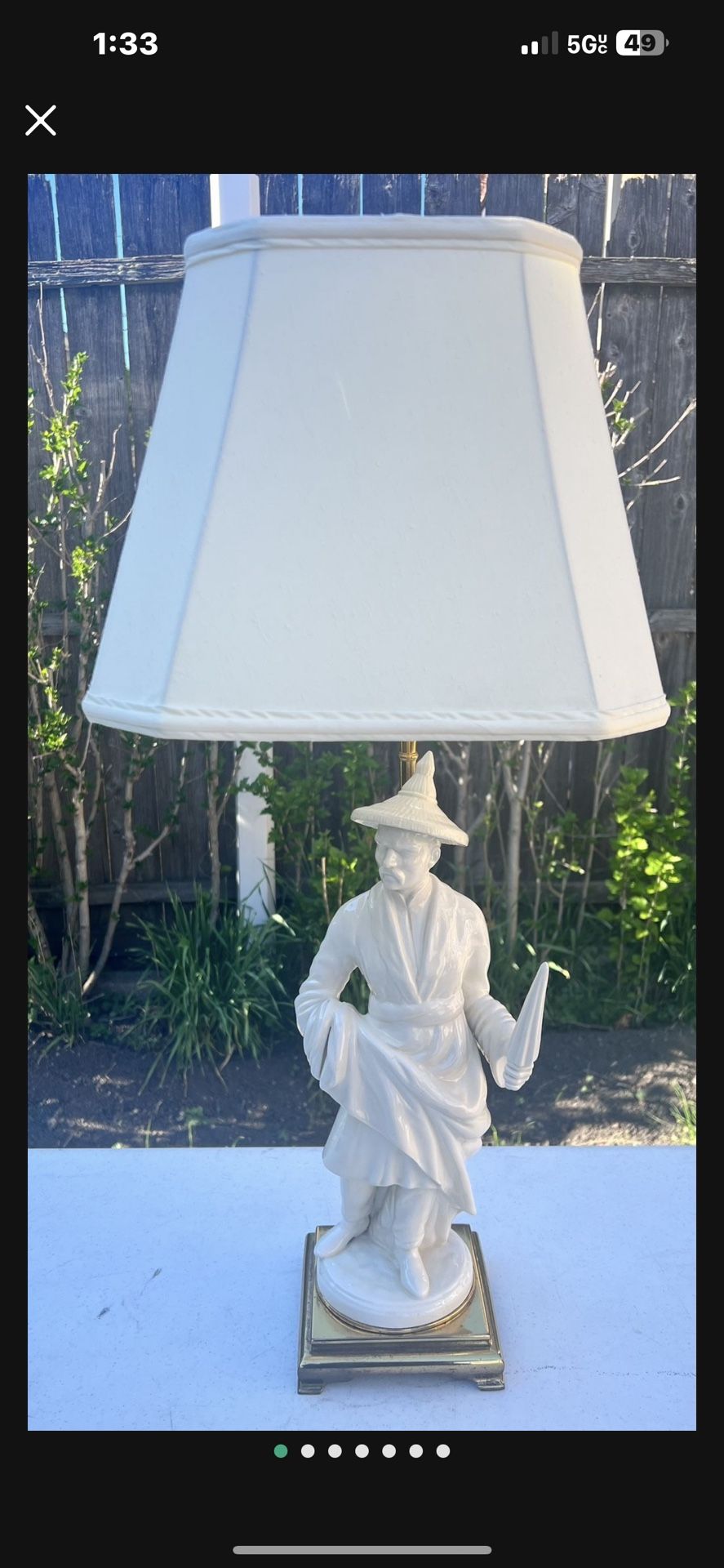 Vintage Chinoiserie Porcelain Figurine Lamp