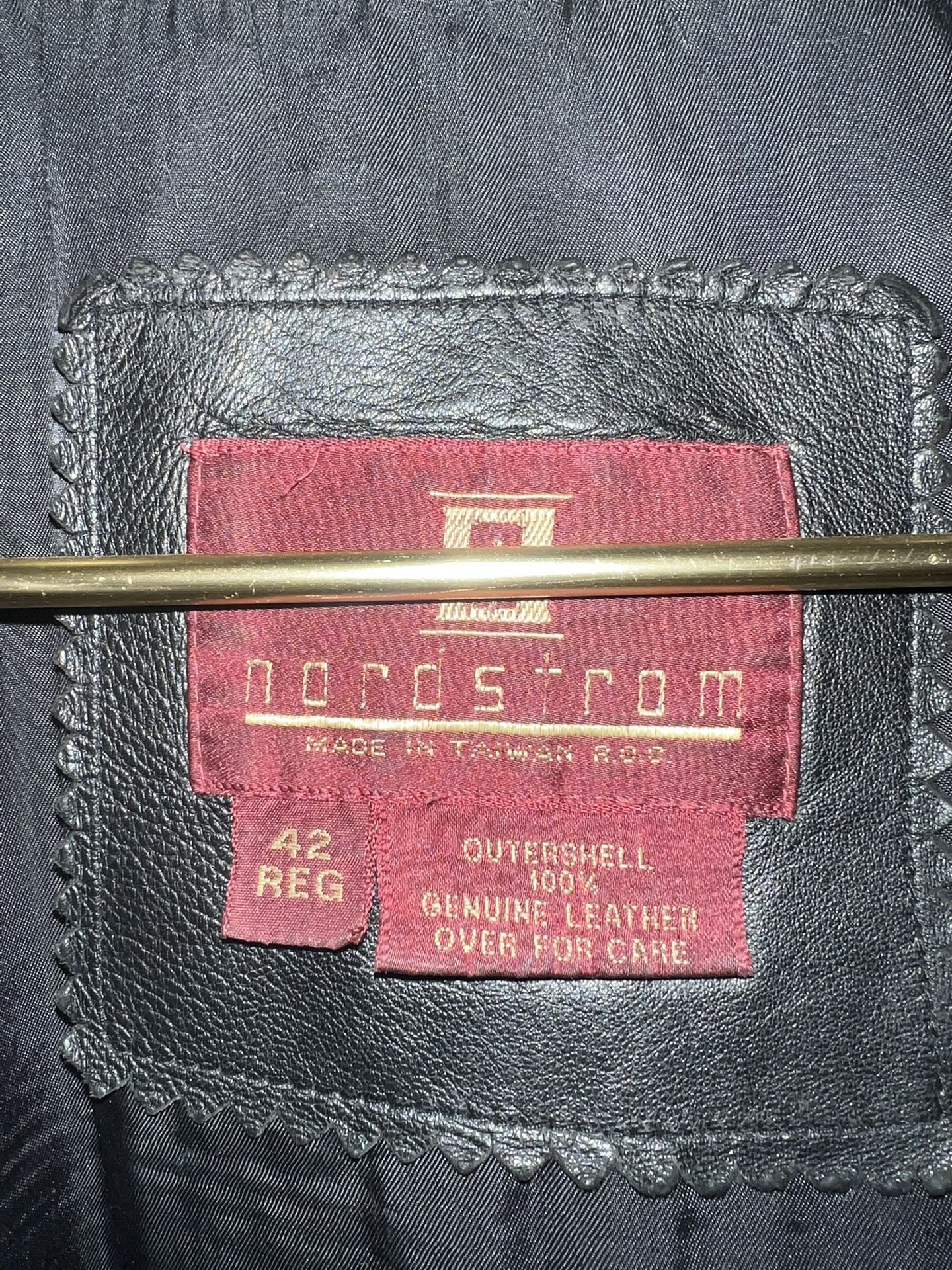 Nordstrom Black Leather Jacket 42 Regular - photo 4