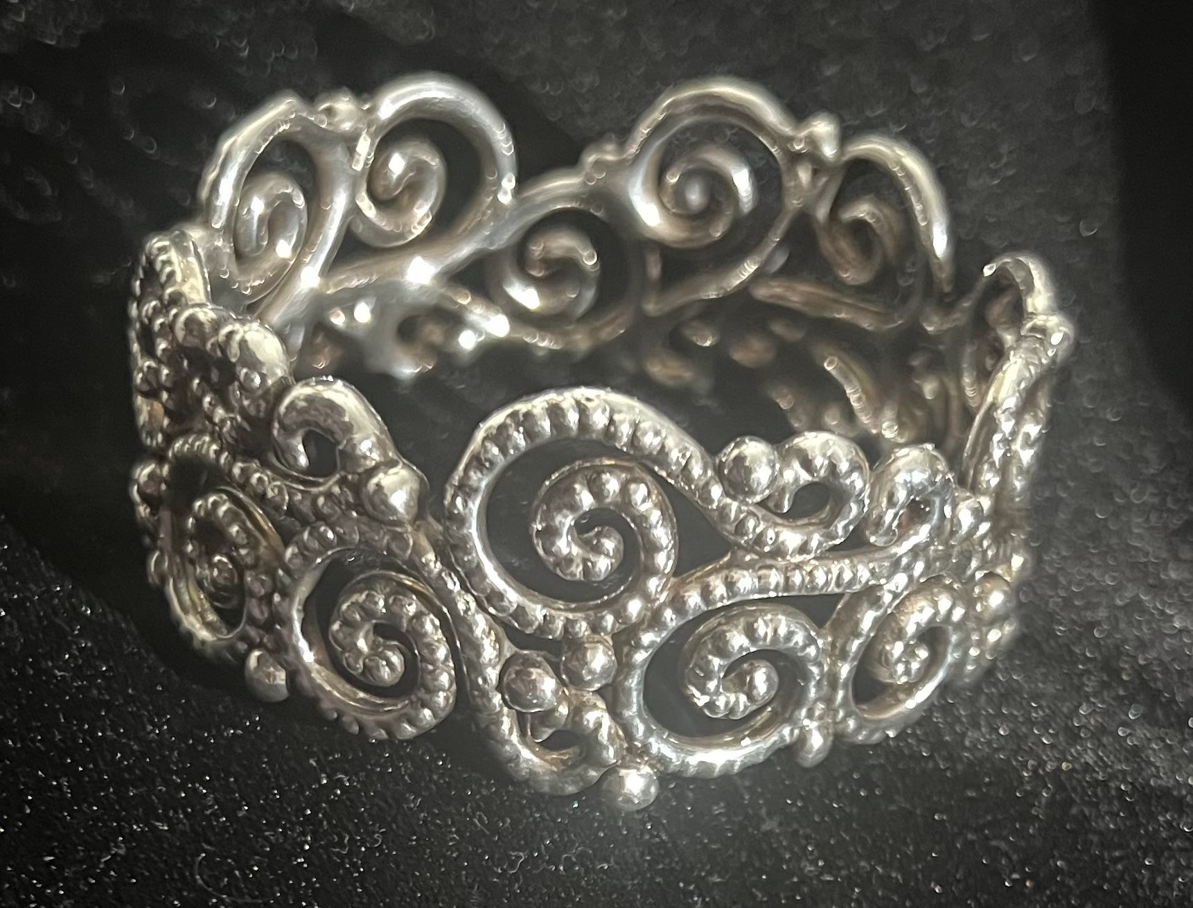 925 Sterling Silver Filigree Cuff Bracelet
