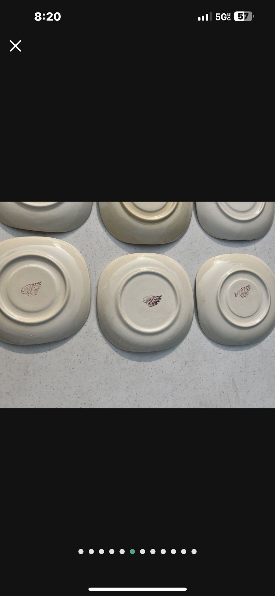 Redwing Lotus Bronze Plates, Butter Dish, Server, Cups & Saucers - photo 2