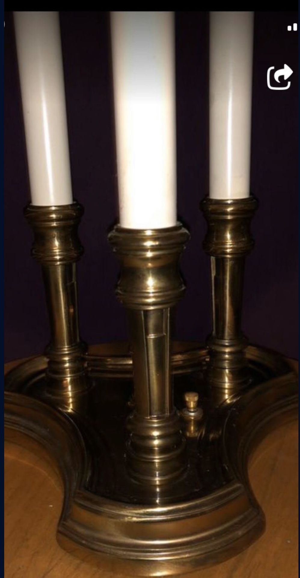 STIFFEL BRASS FRENCH BOUILLOTTE DESIGN 3 CANDLE STICK TABLE LAMP - photo 2