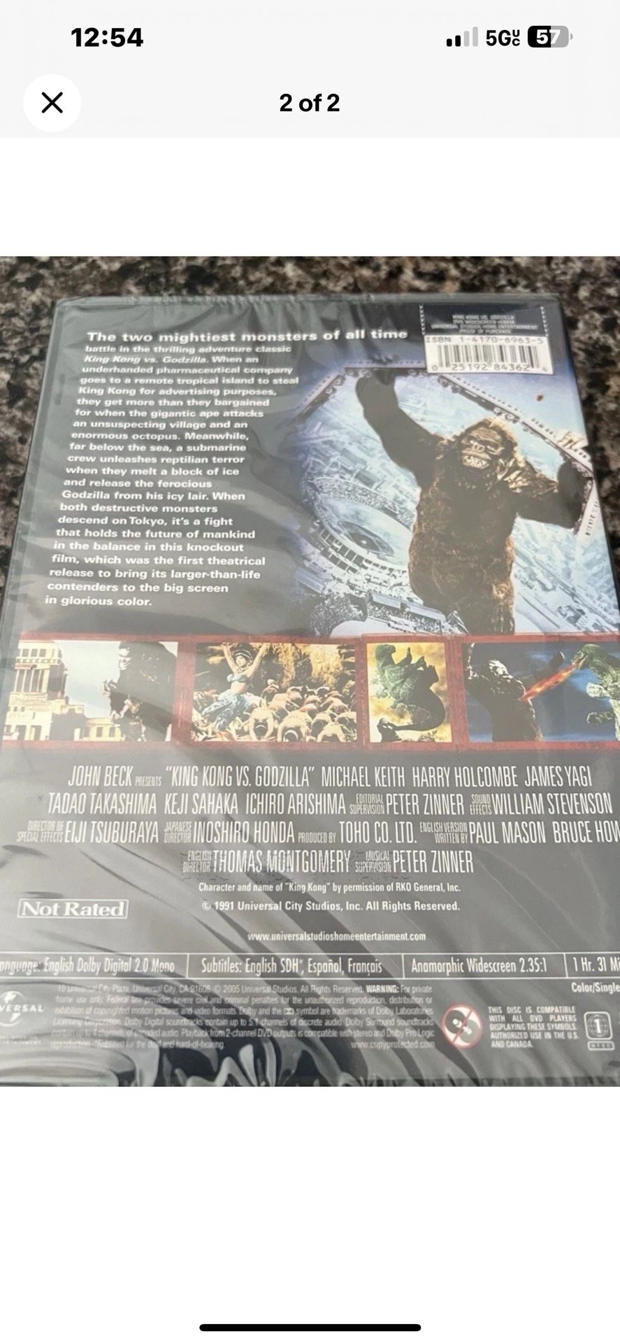 King Kong Vs Godzilla DVD Brand New & Sealed - photo 2