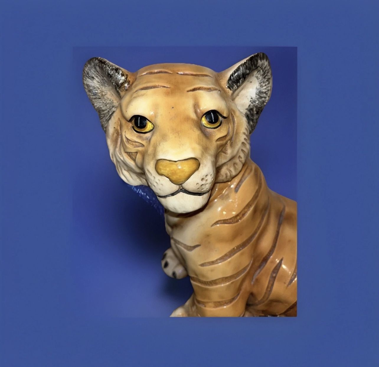 Marwal Chalkware Bengal Tiger Cub Statue 14" VTG - photo 2