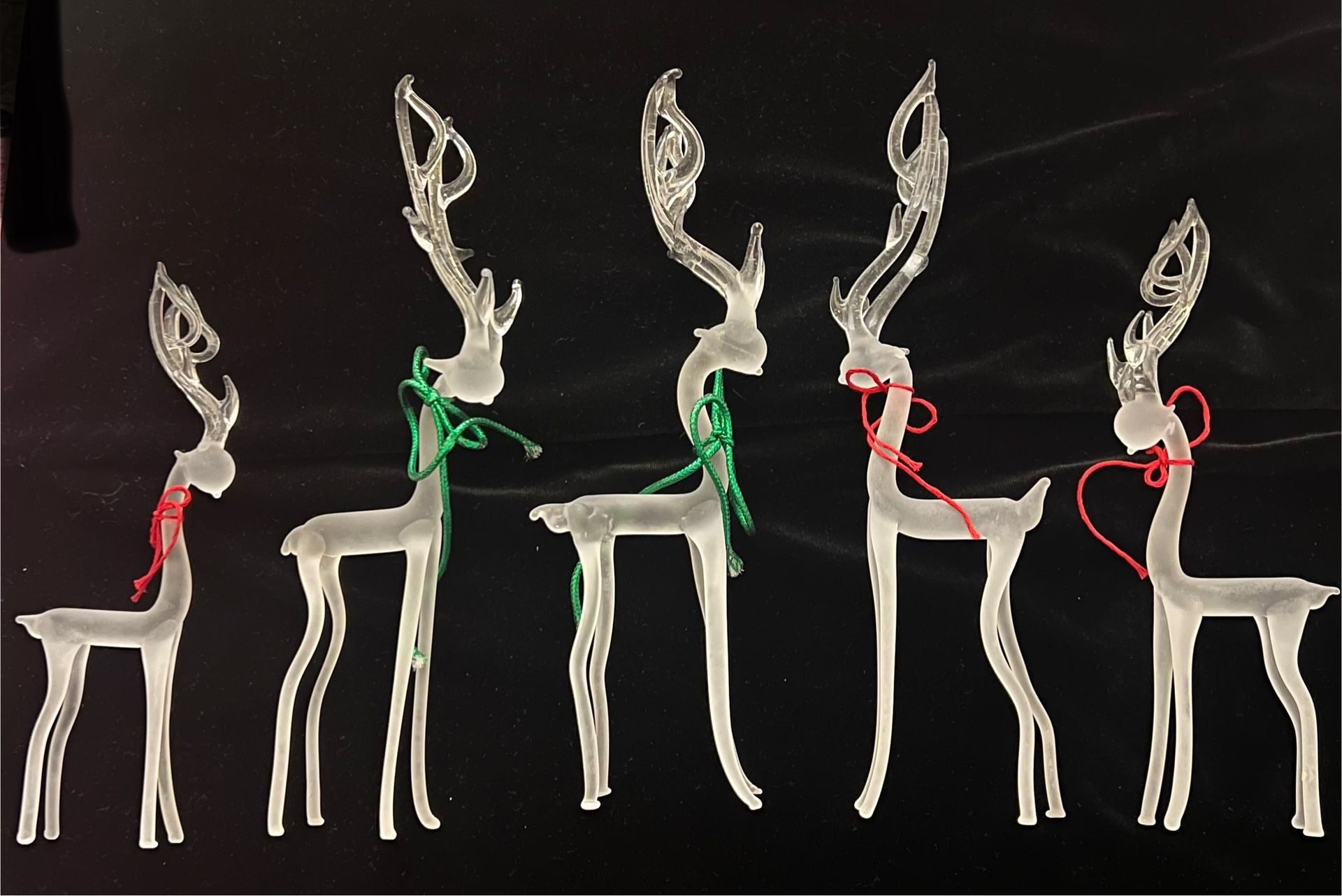 Vintage Silvestri Frosted Glass Reindeer Ornaments (Set of 5)