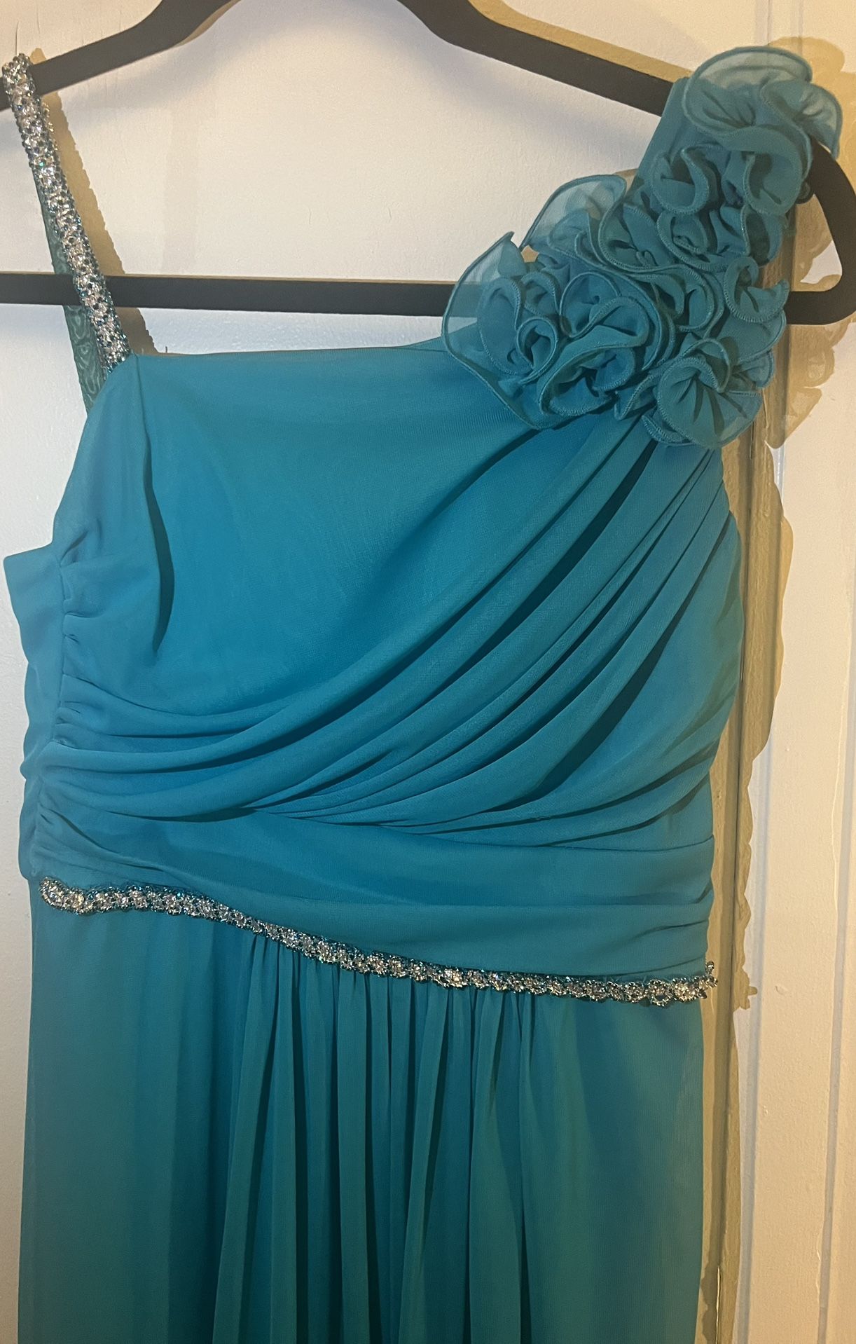 Cinderella Brand Formal Teal Dress With Crystal Waist & Shoulder - photo 2