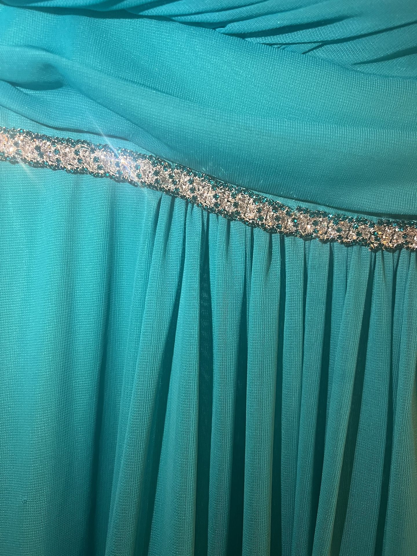 Cinderella Brand Formal Teal Dress With Crystal Waist & Shoulder - photo 3