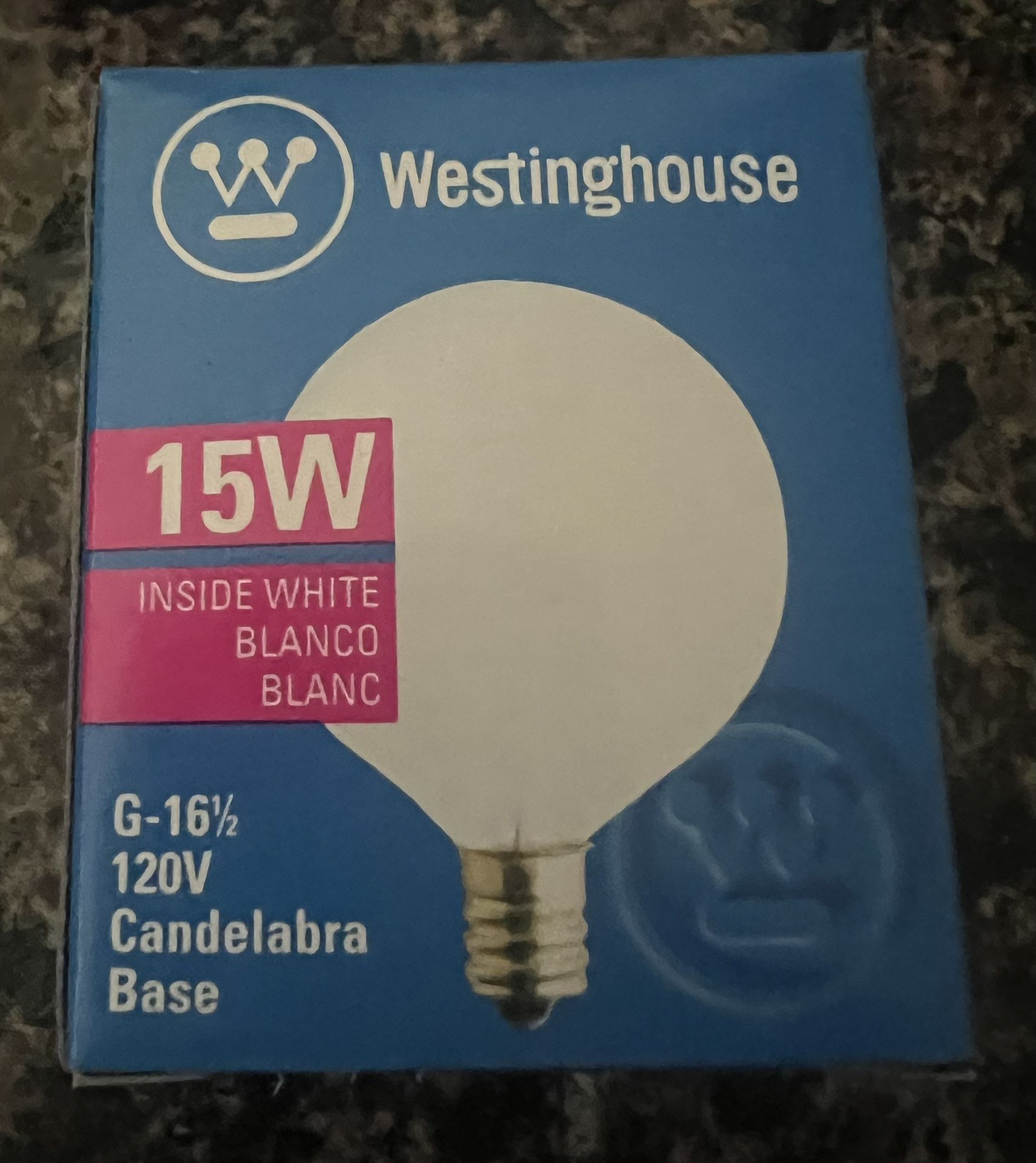 Westinghouse 15W G-16.5 Candelabra Base #03814 White 10pcs
