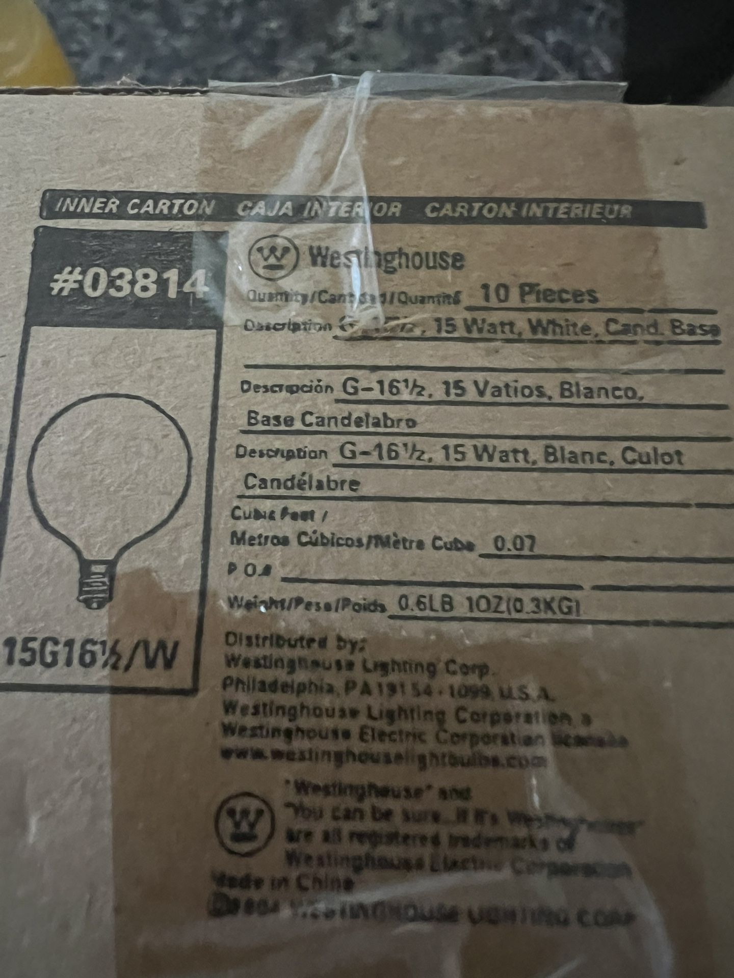 Westinghouse 15W G-16.5 Candelabra Base #03814 White 10pcs - photo 4