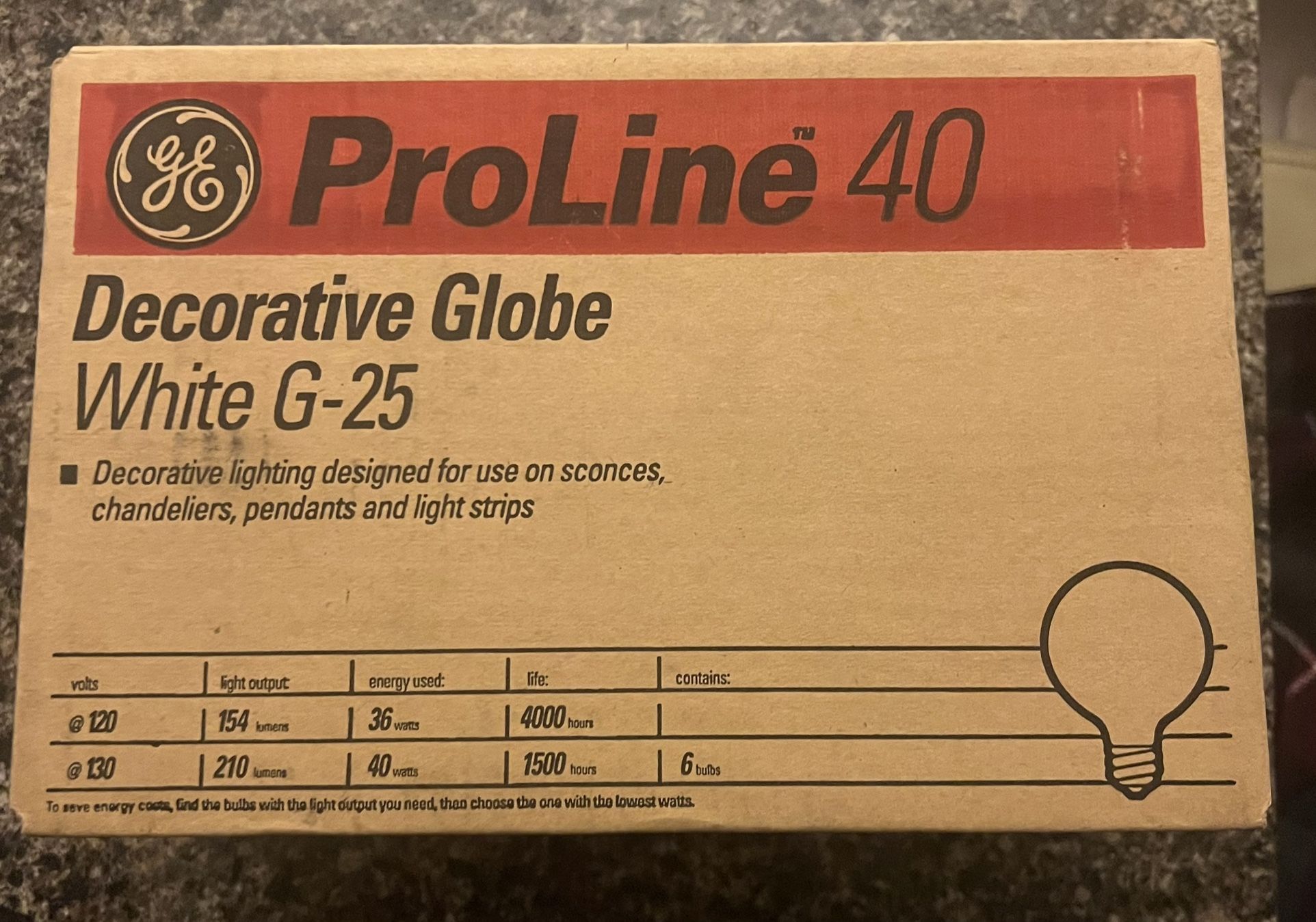 GE ProLine 40 Decorative Globe Bulbs (Box of 6)
