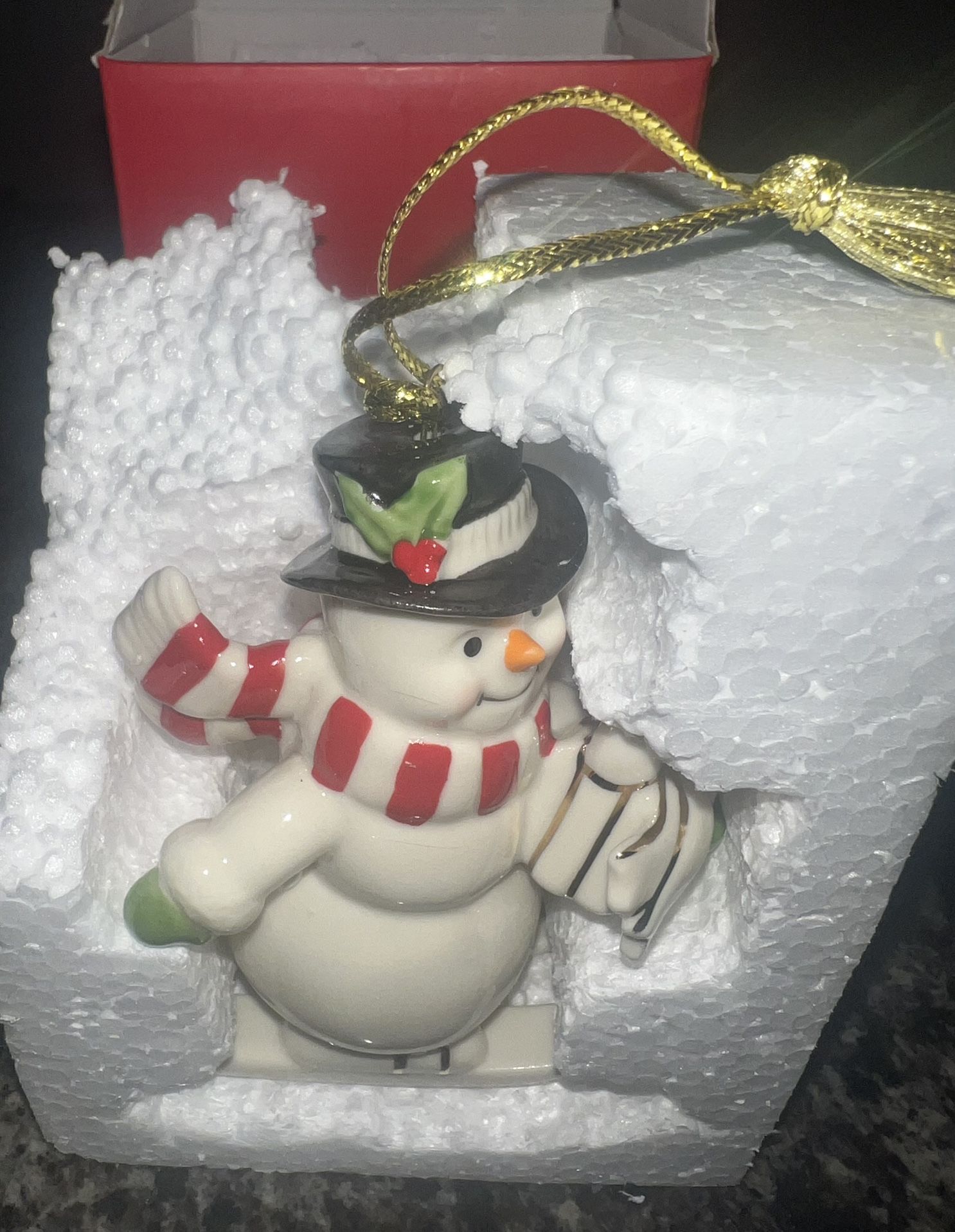 Lenox Snowman Ornament Skiing Very Merry Christmas Porcelain - photo 2