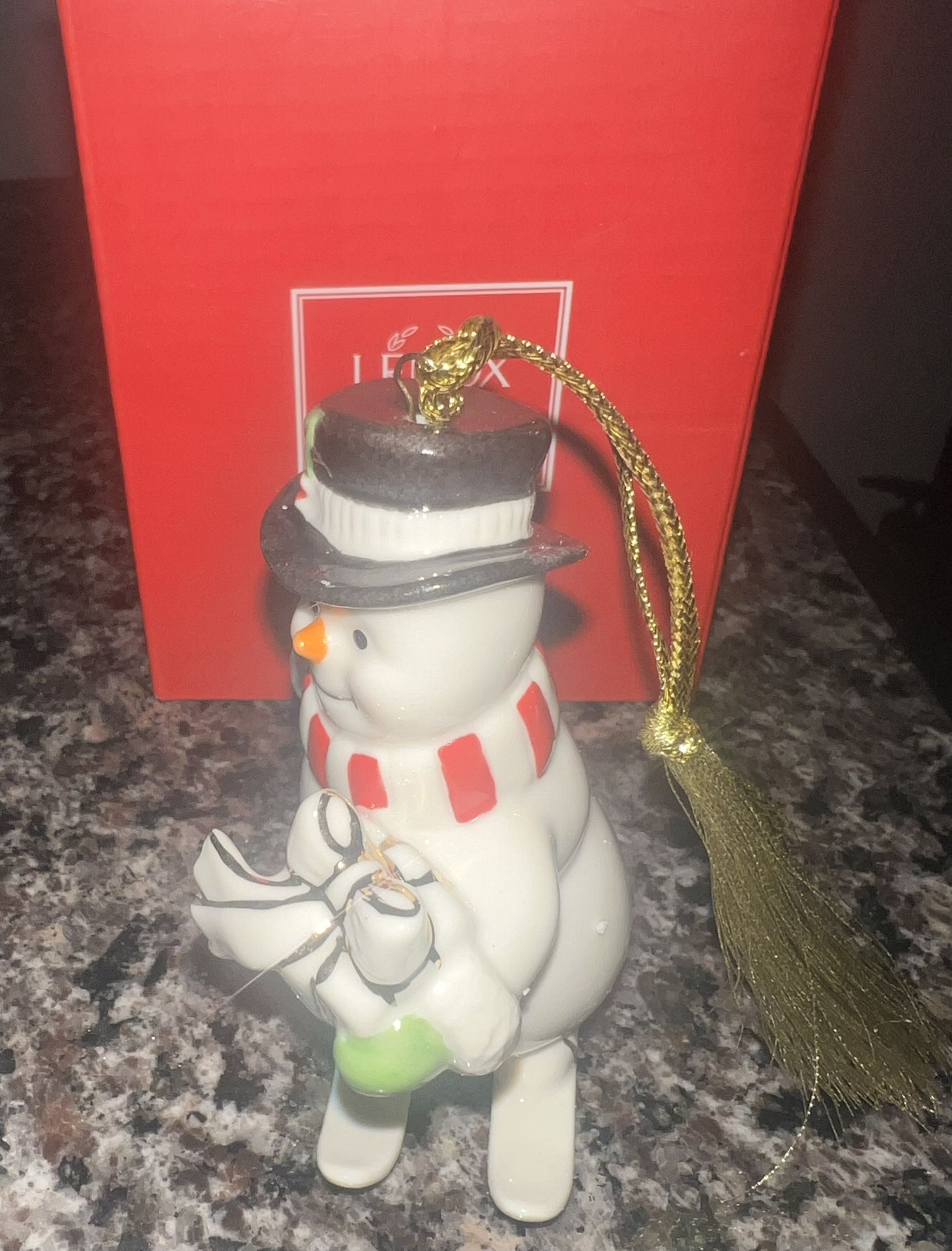 Lenox Snowman Ornament Skiing Very Merry Christmas Porcelain - photo 3