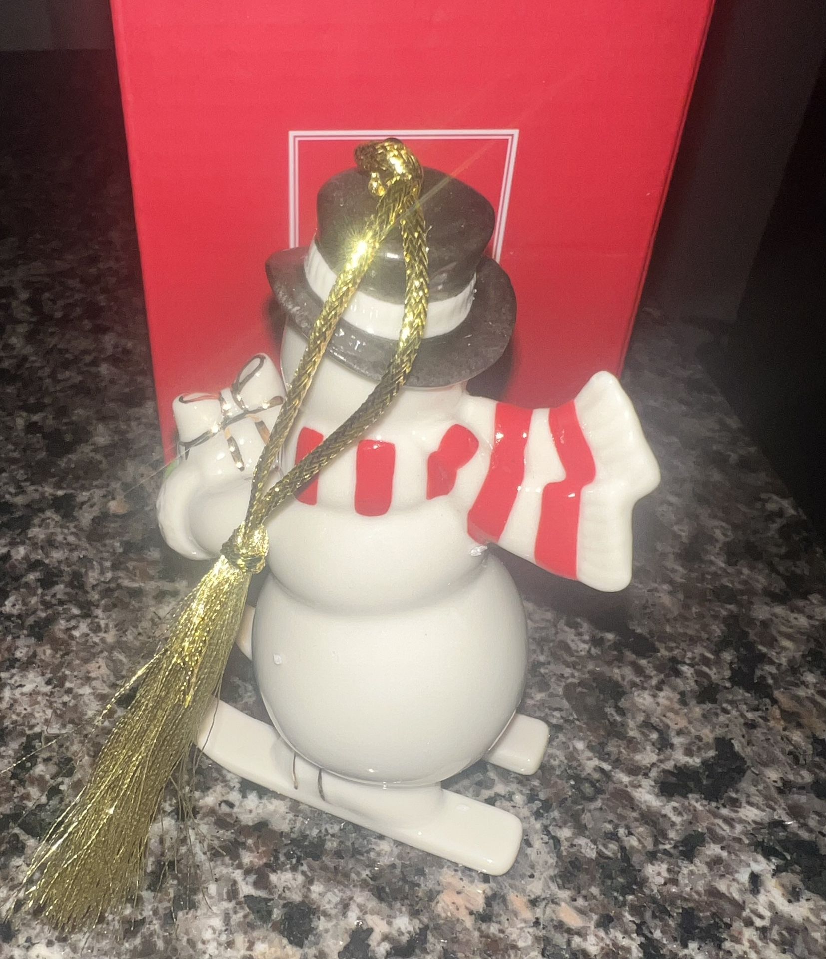 Lenox Snowman Ornament Skiing Very Merry Christmas Porcelain - photo 4