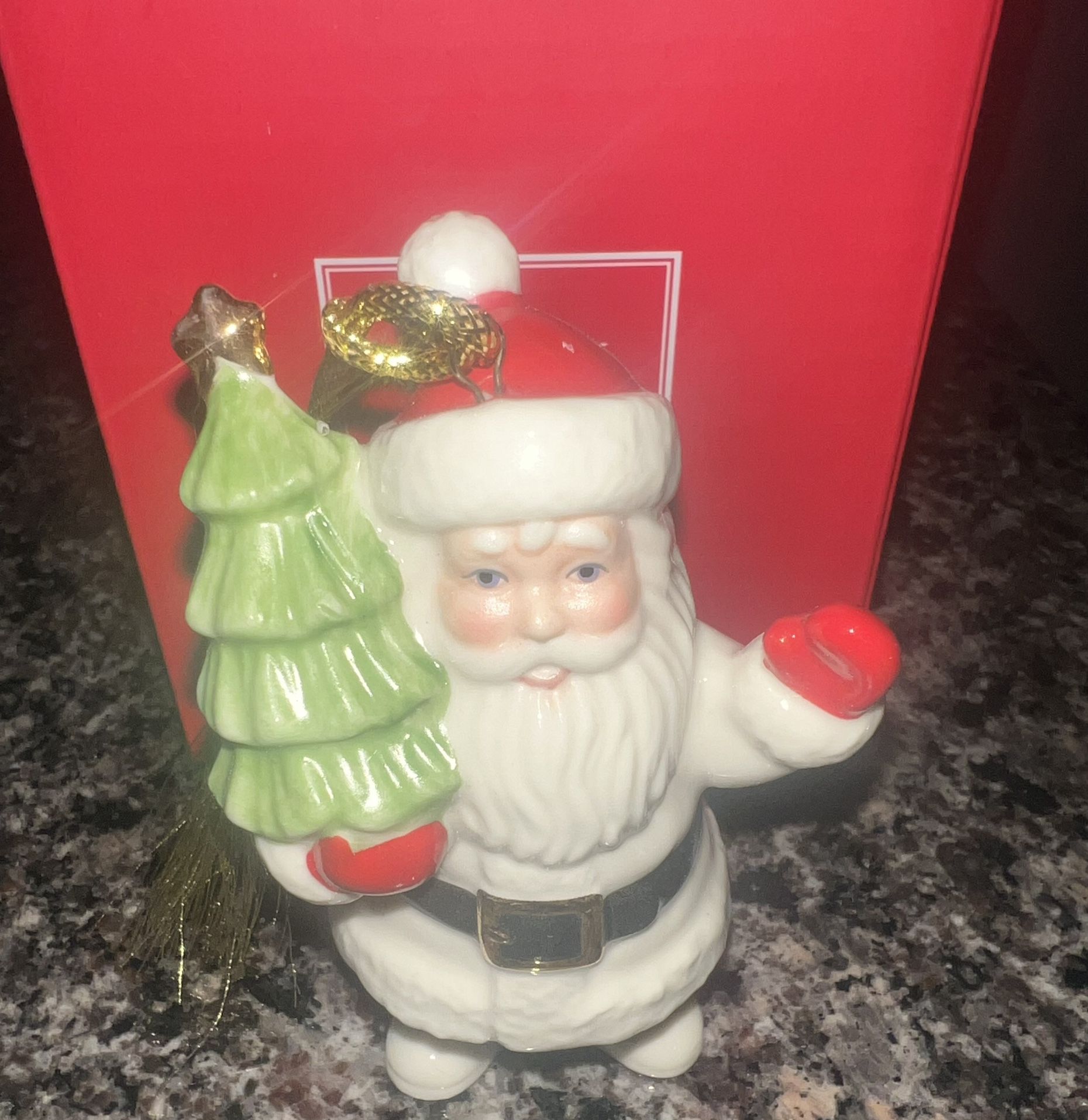LENOX Very Merry Porcelain Christmas Ornament SANTA With Box