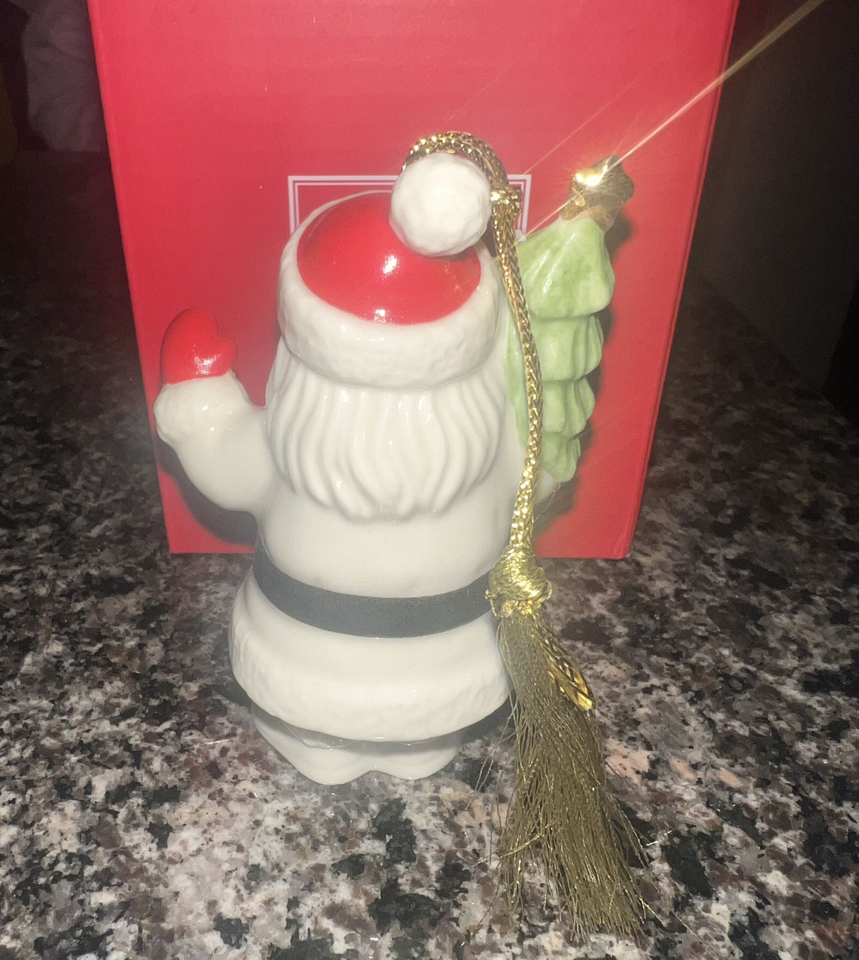 LENOX Very Merry Porcelain Christmas Ornament SANTA With Box - photo 3