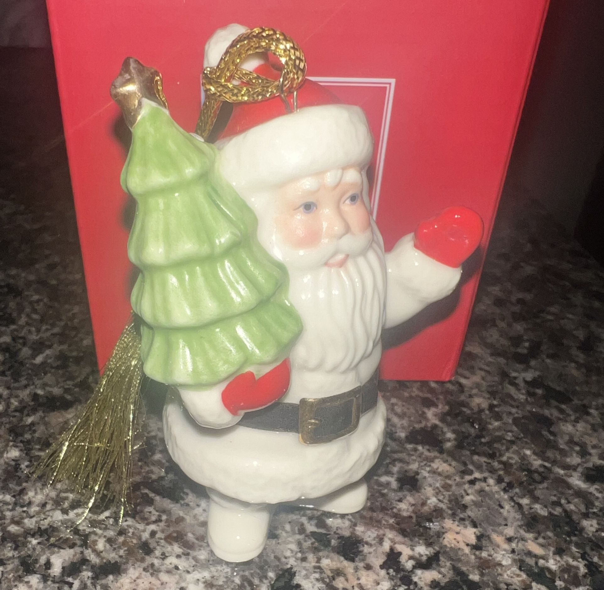 LENOX Very Merry Porcelain Christmas Ornament SANTA With Box - photo 4