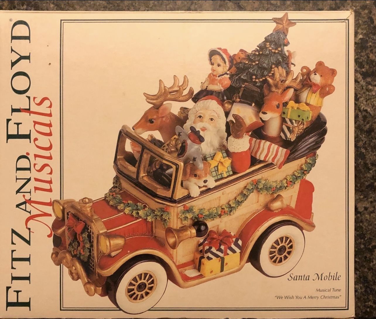 FITZ AND FLOYD SANTA MOBILE WE WISH YOU A MERRY CHRISTMAS MUSICA