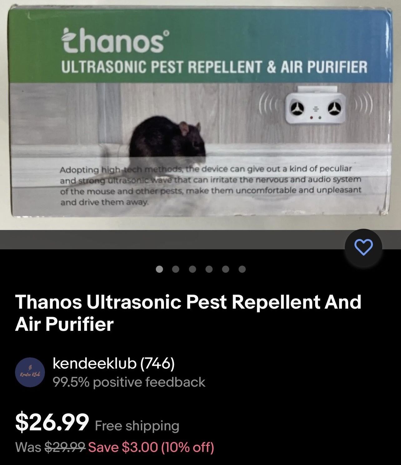 Thanos Ultrasonic Pest Repellent & Air Purifier - photo 3