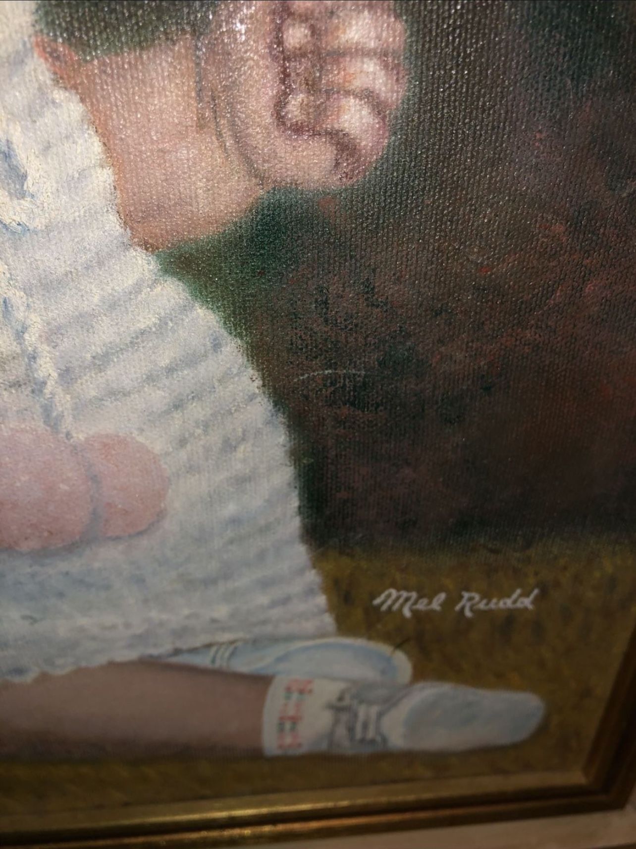 Cute Baby Oil On Canvas Framed Portrait - photo 3