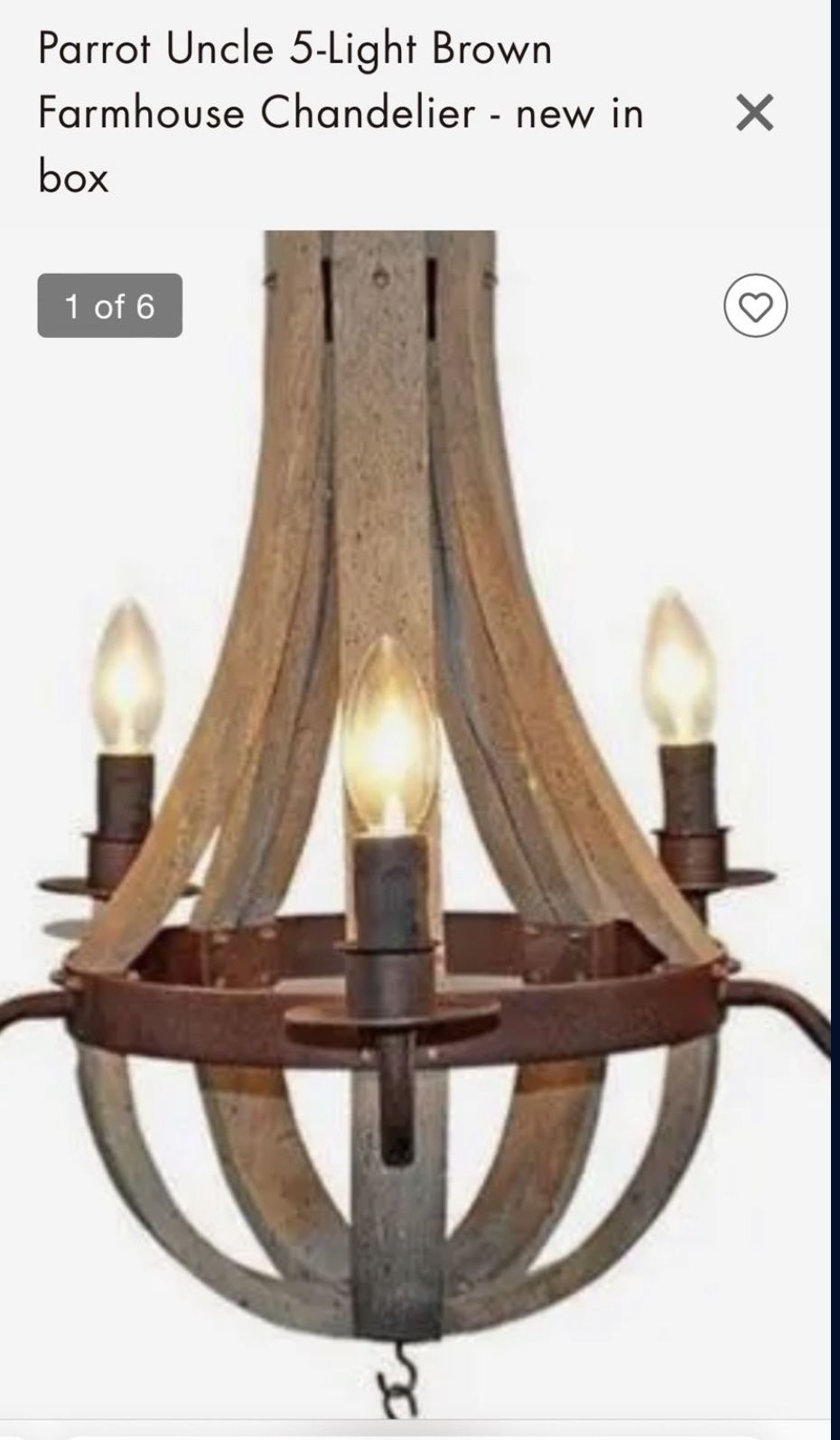 Parrot Uncle Christman 5-Light Wood Candle Chandelier