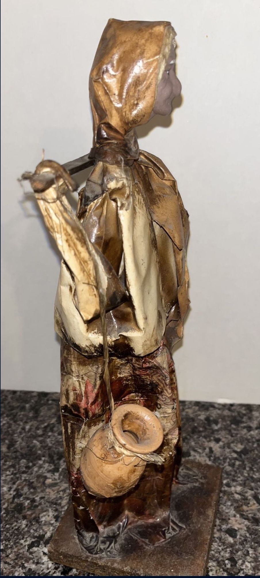 Vintage Mexican Folk Art Older Lady Carrying Water Jugs - photo 2
