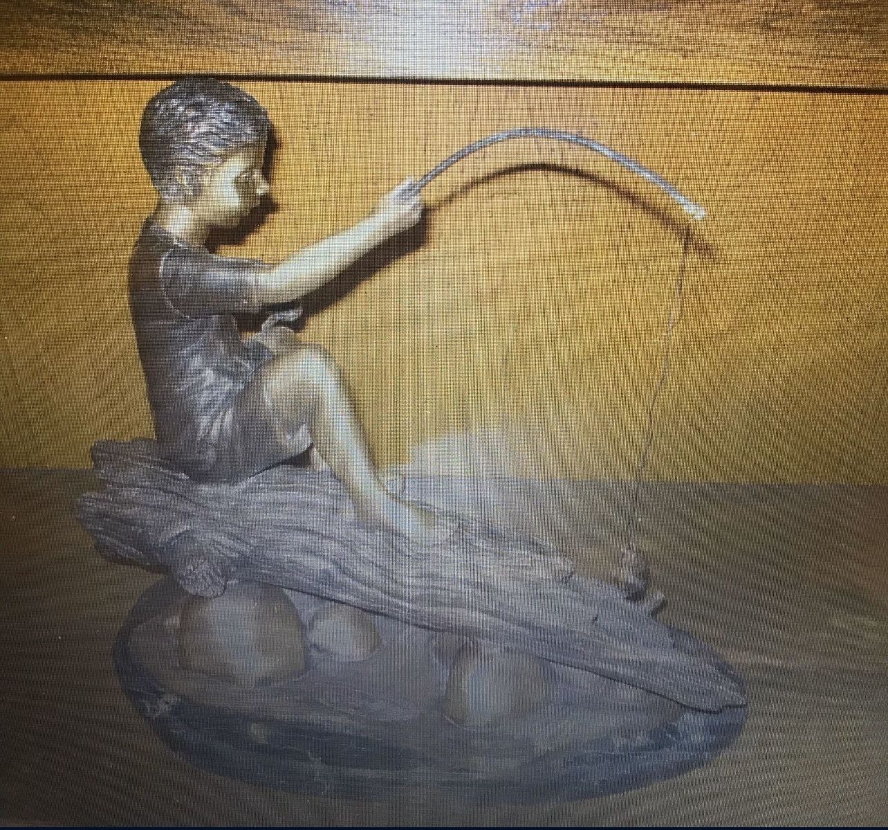 Boy Fishing Off Tree Bronze, Signed, Heavy - photo 5