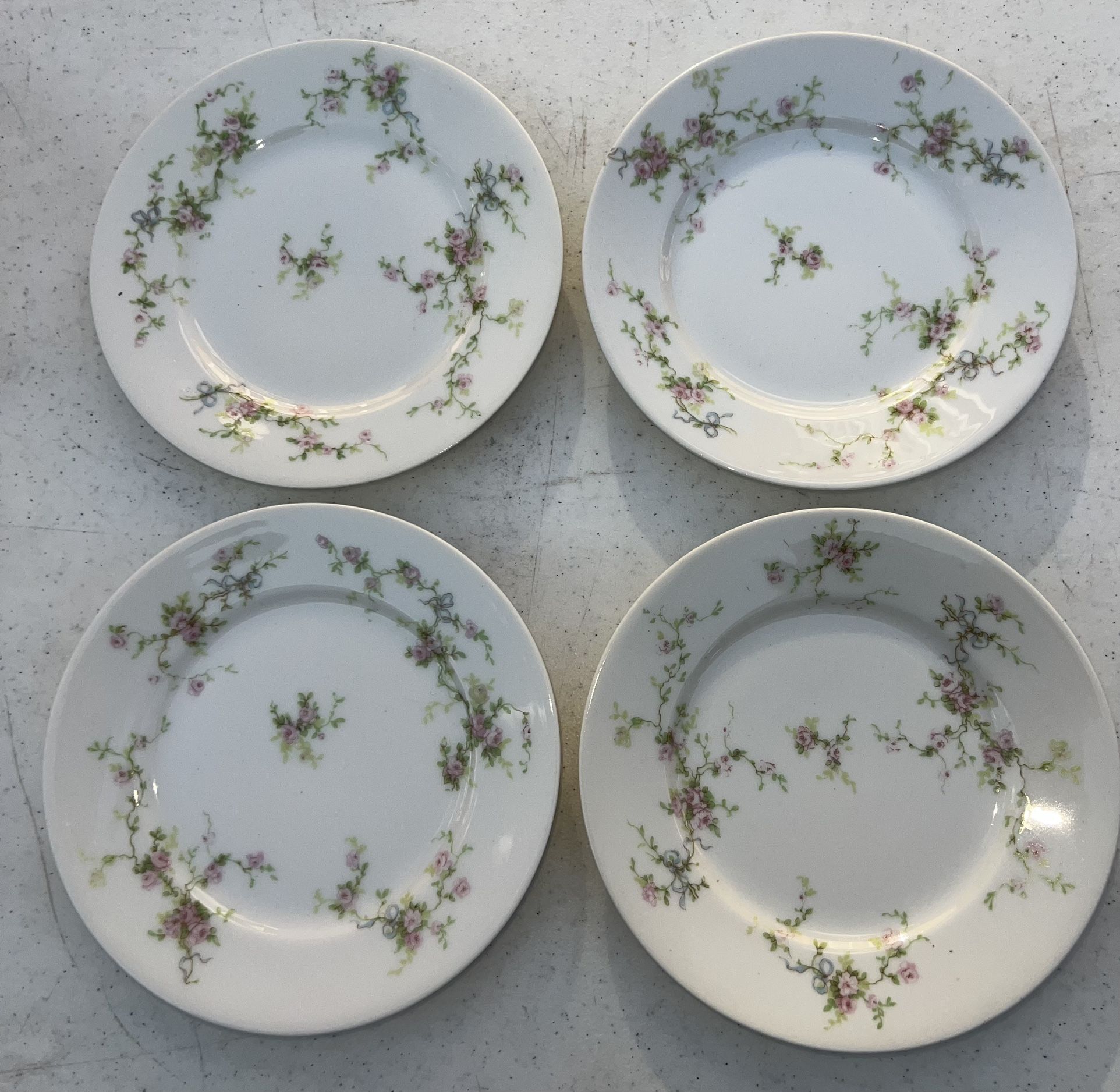 4 Antique Theodore Haviland Limoges Bread Plates