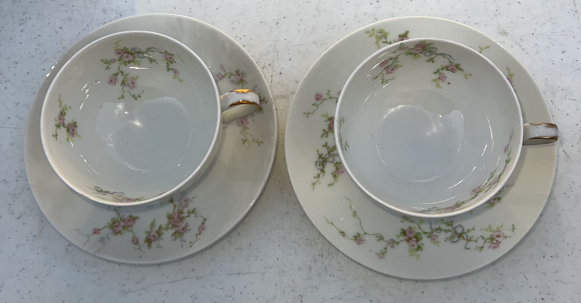 2 Antique Theodore Haviland Coffee Tea Cups & Saucers - photo 2