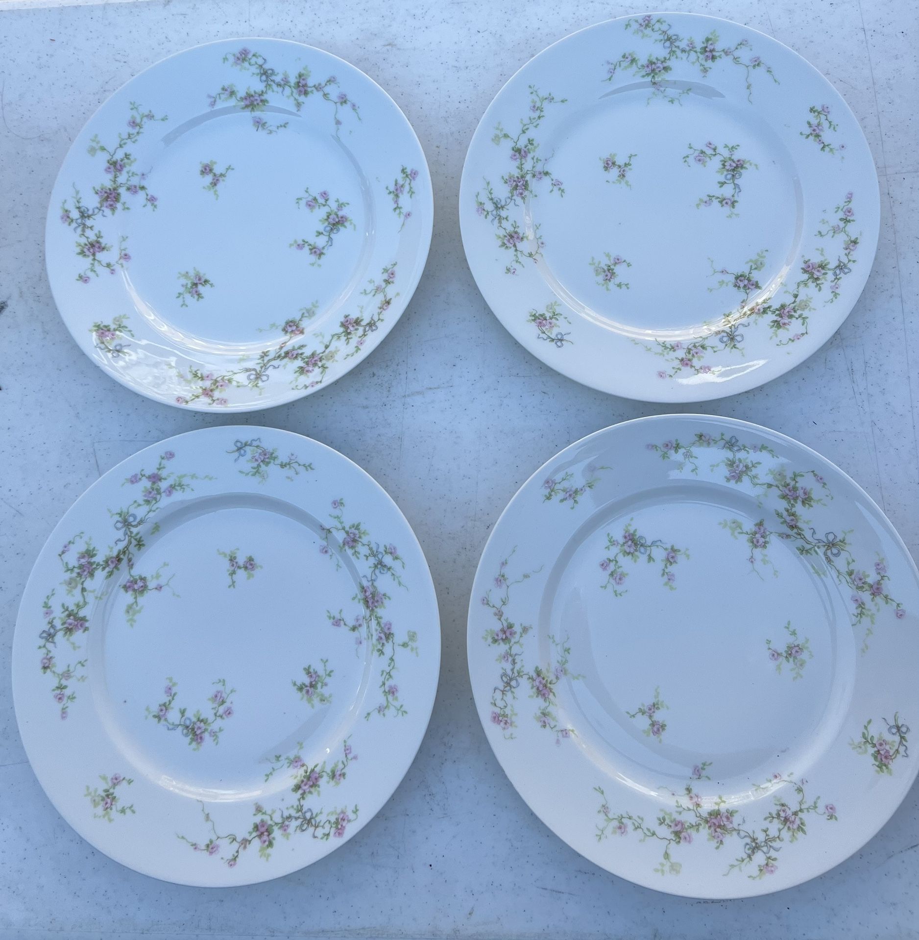 4 Antique Haviland Limoges Dinner Plates - Pink Floral - photo 2