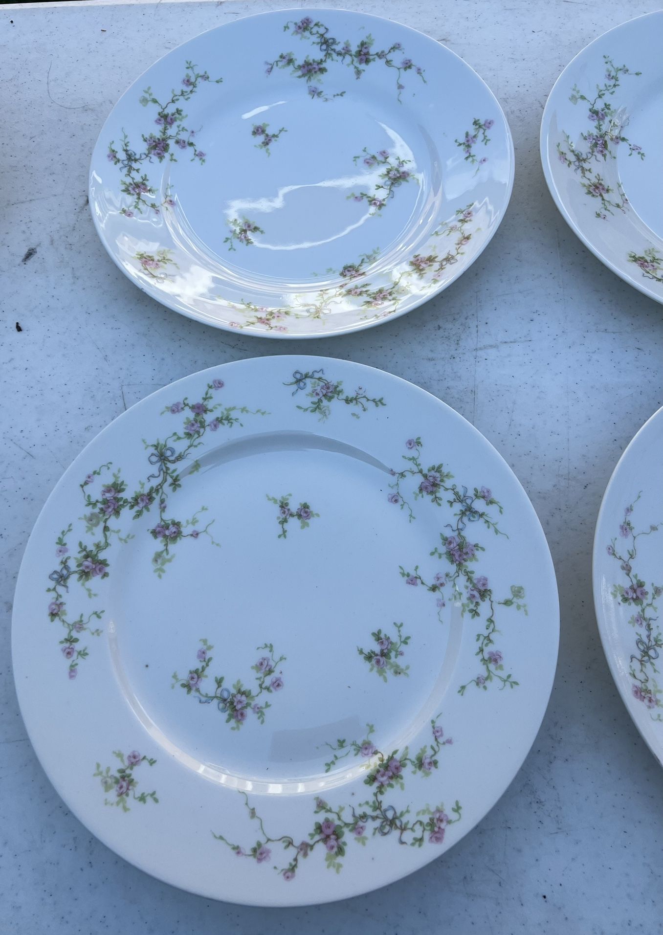 4 Antique Haviland Limoges Dinner Plates - Pink Floral - photo 3