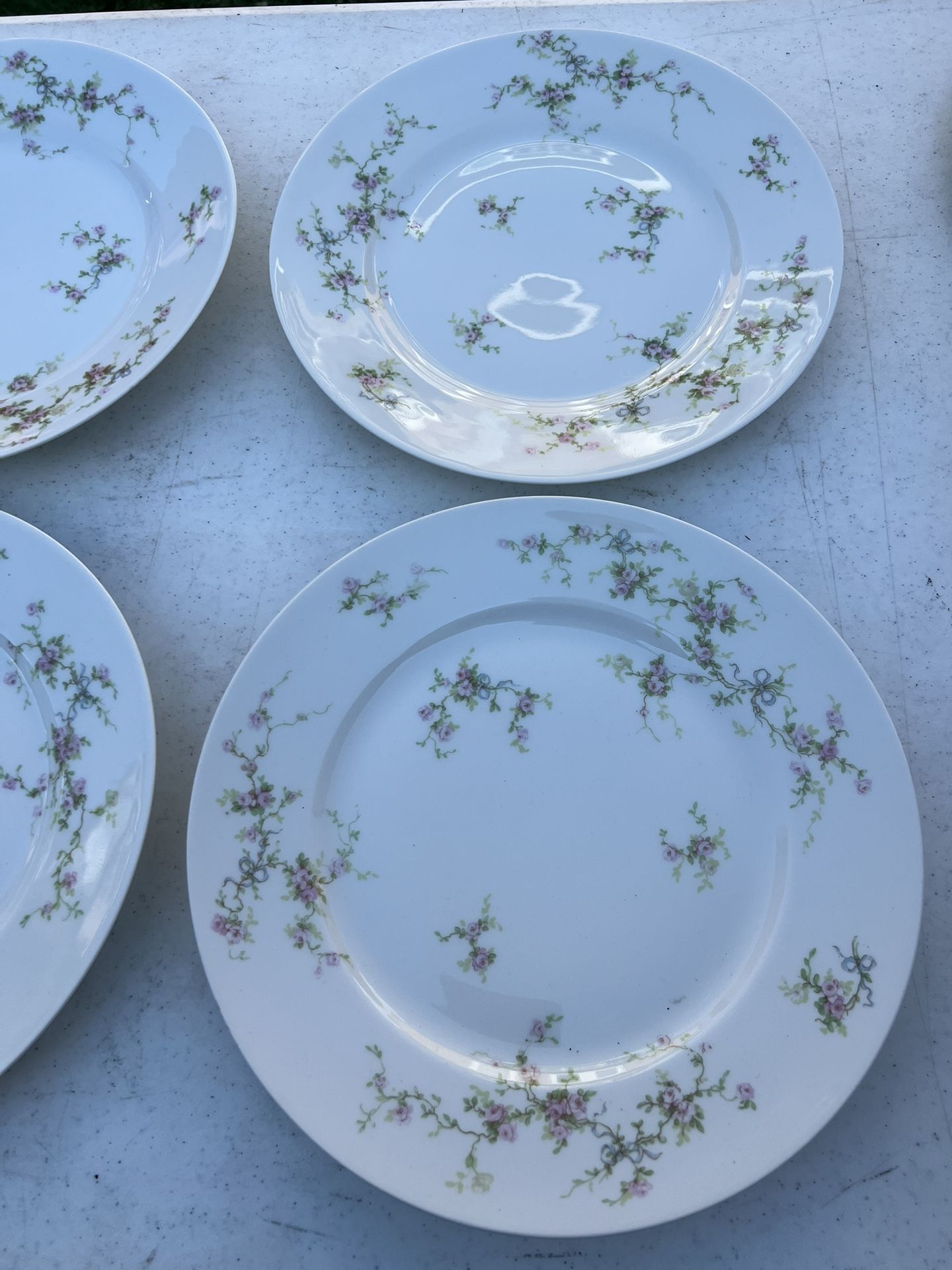 4 Antique Haviland Limoges Dinner Plates - Pink Floral - photo 4