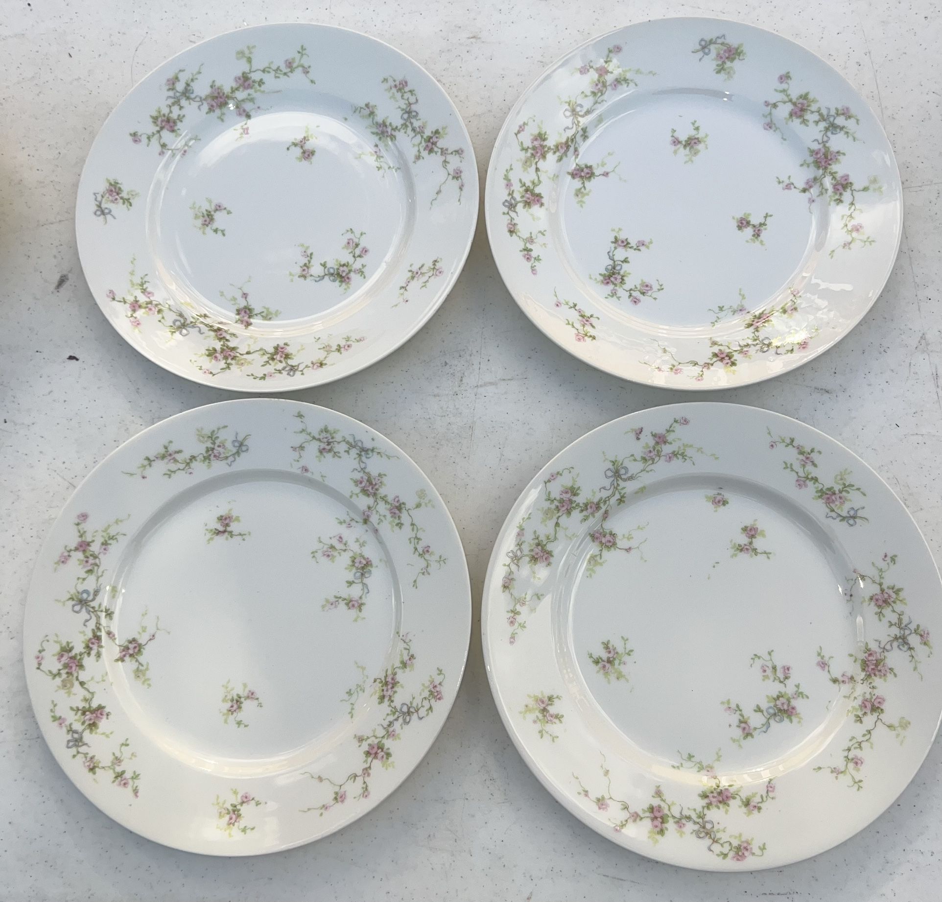 4 Antique Theodore Haviland Limoges Dinner Plates