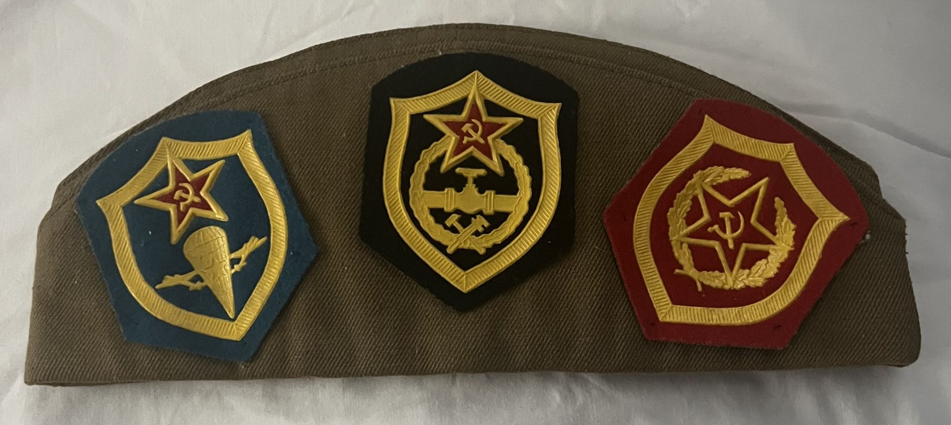 Vintage Russian Soviet USSR Military "Pilotka" Hat With Pins and