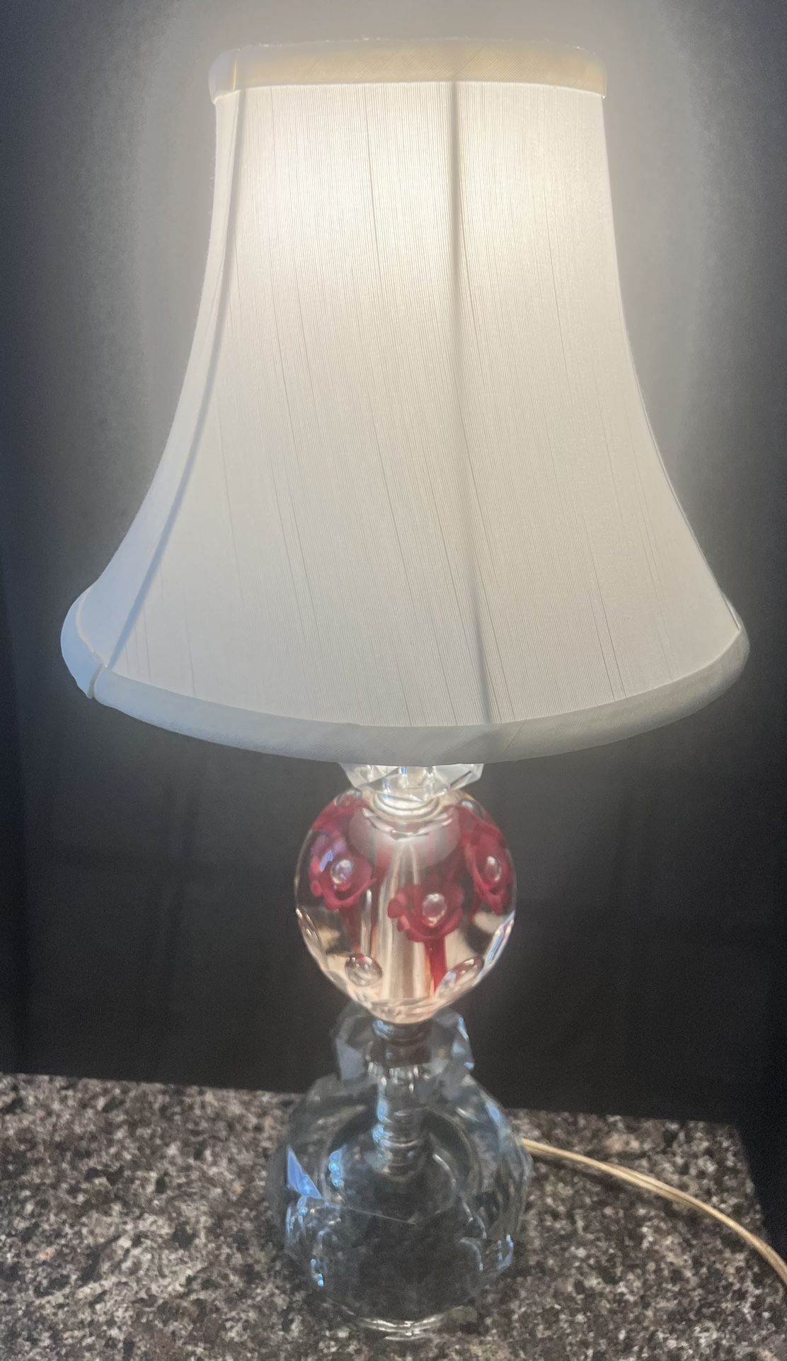 Vintage St. Clair Pink Floral Art Glass Paperweight Lamp 1950s - photo 2