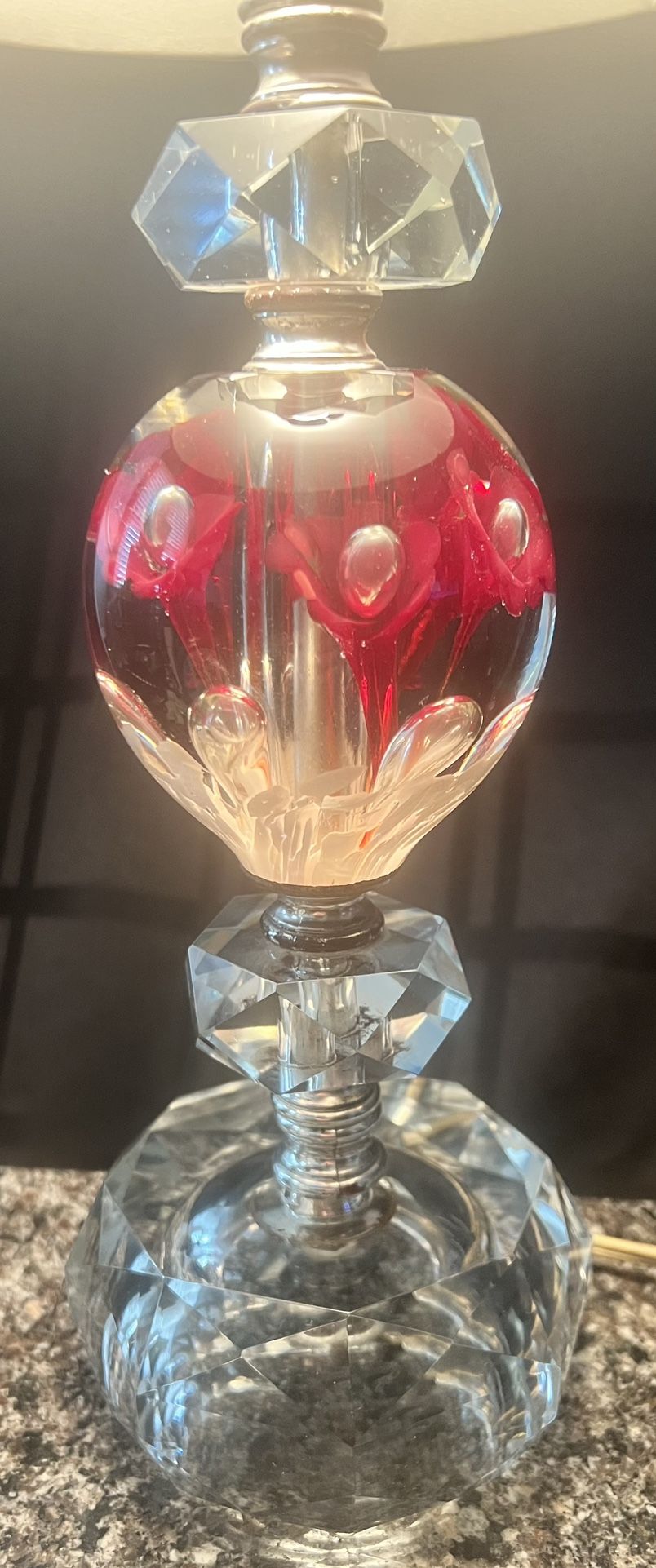 Vintage St. Clair Pink Floral Art Glass Paperweight Lamp 1950s - photo 3