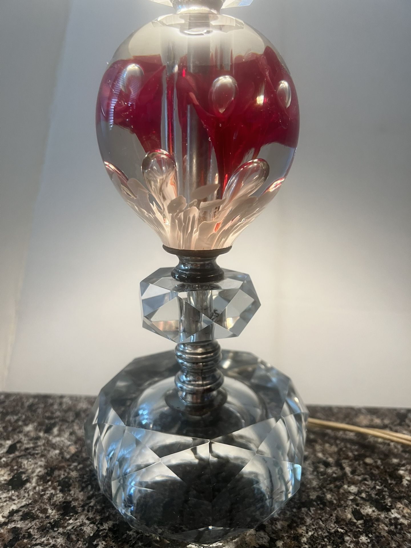 Vintage St. Clair Pink Floral Art Glass Paperweight Lamp 1950s - photo 4