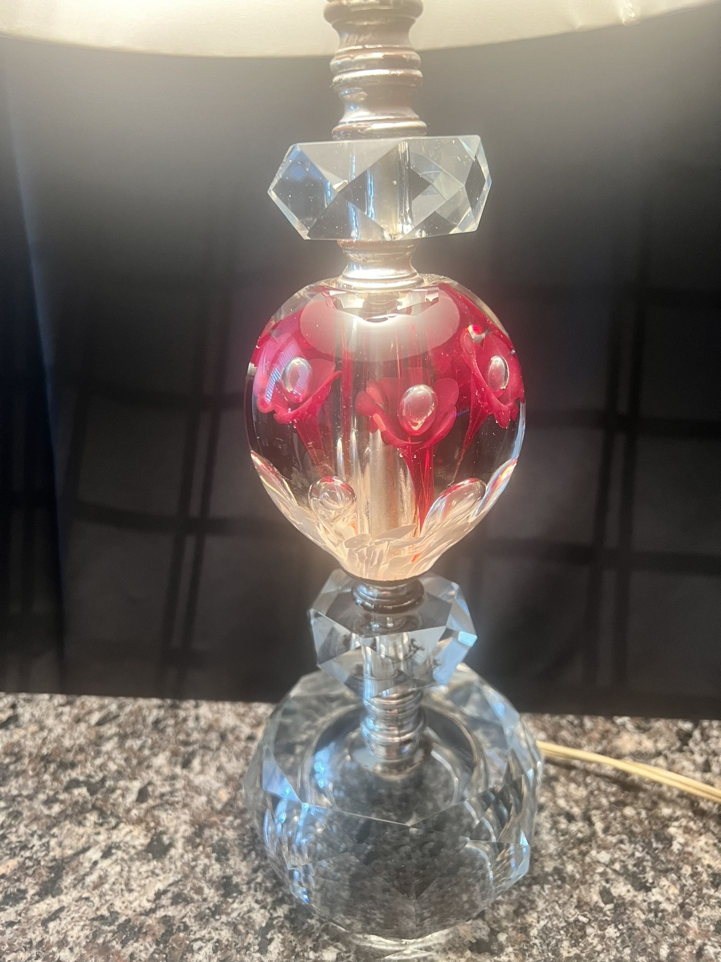 Vintage St. Clair Pink Floral Art Glass Paperweight Lamp 1950s - photo 5