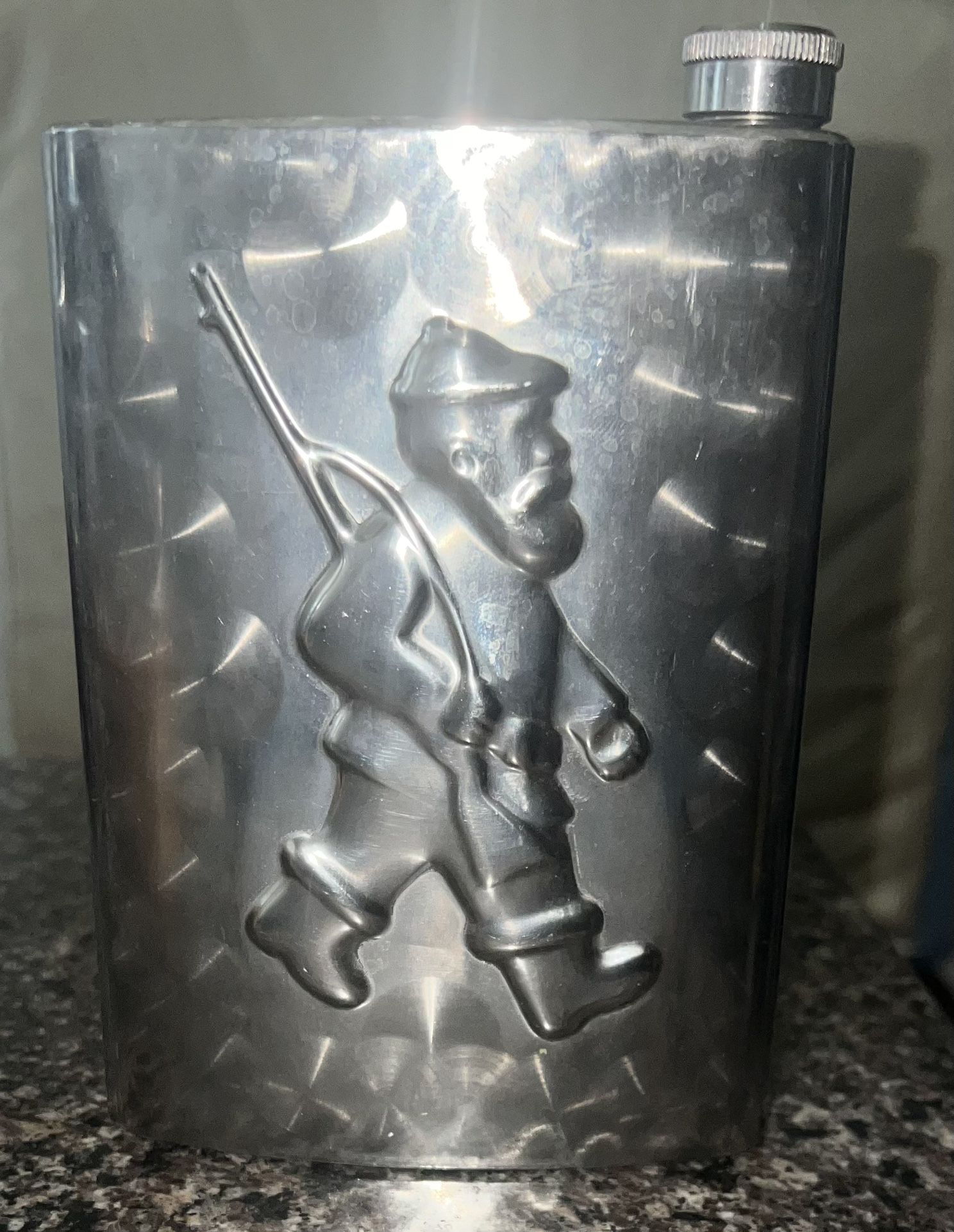 Soviet Men's Pocket Drinking Flask HUNTER Metal Bottle 70s Gift
