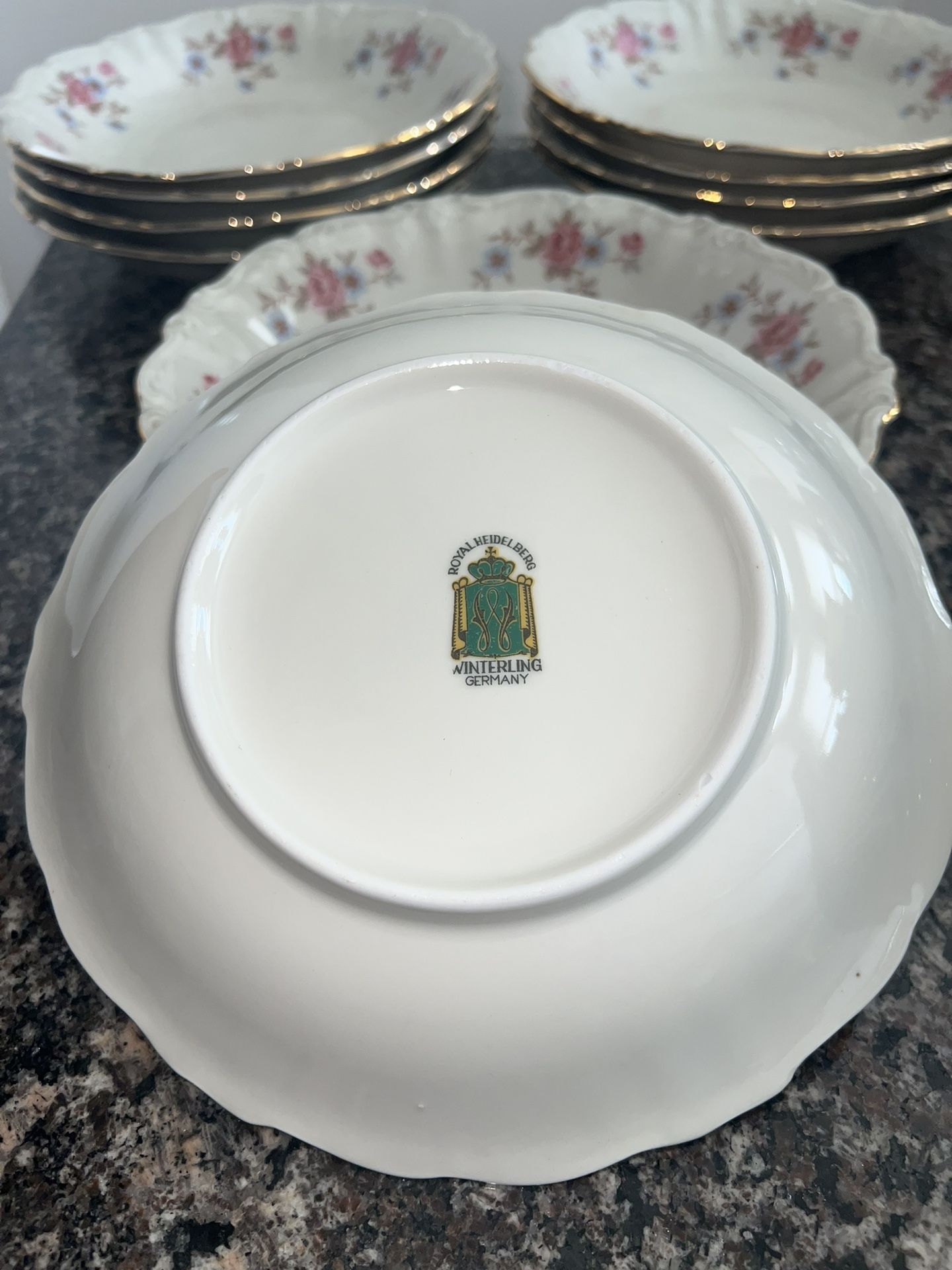 ROYAL HEIDELBERG Winterling Gold Trim Cereal Soup Bowls (Set of - photo 3