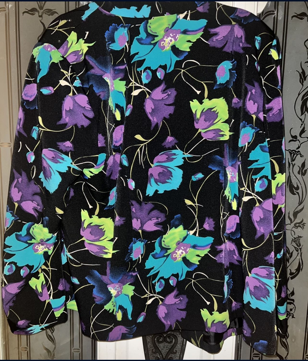 Maggie Barnes 18/20W Blazer Jacket Floral Sequins - photo 3