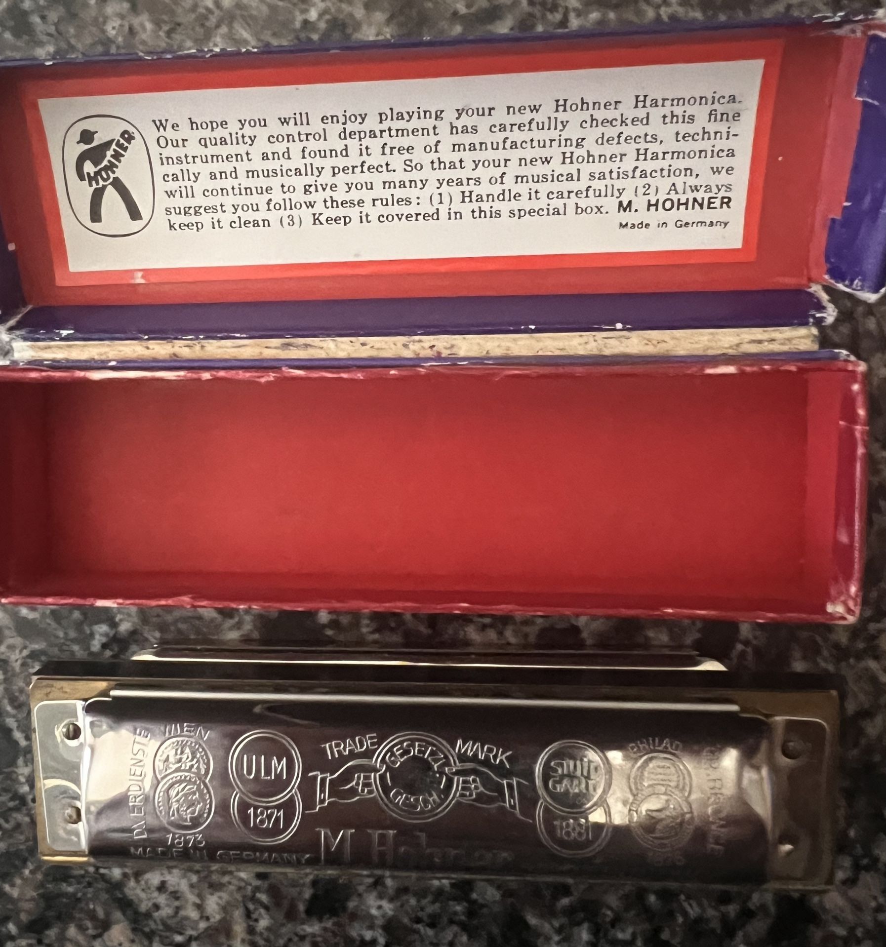 Vintage Hohner Marine Band Harmonica No. 1896 - Key of C - photo 3