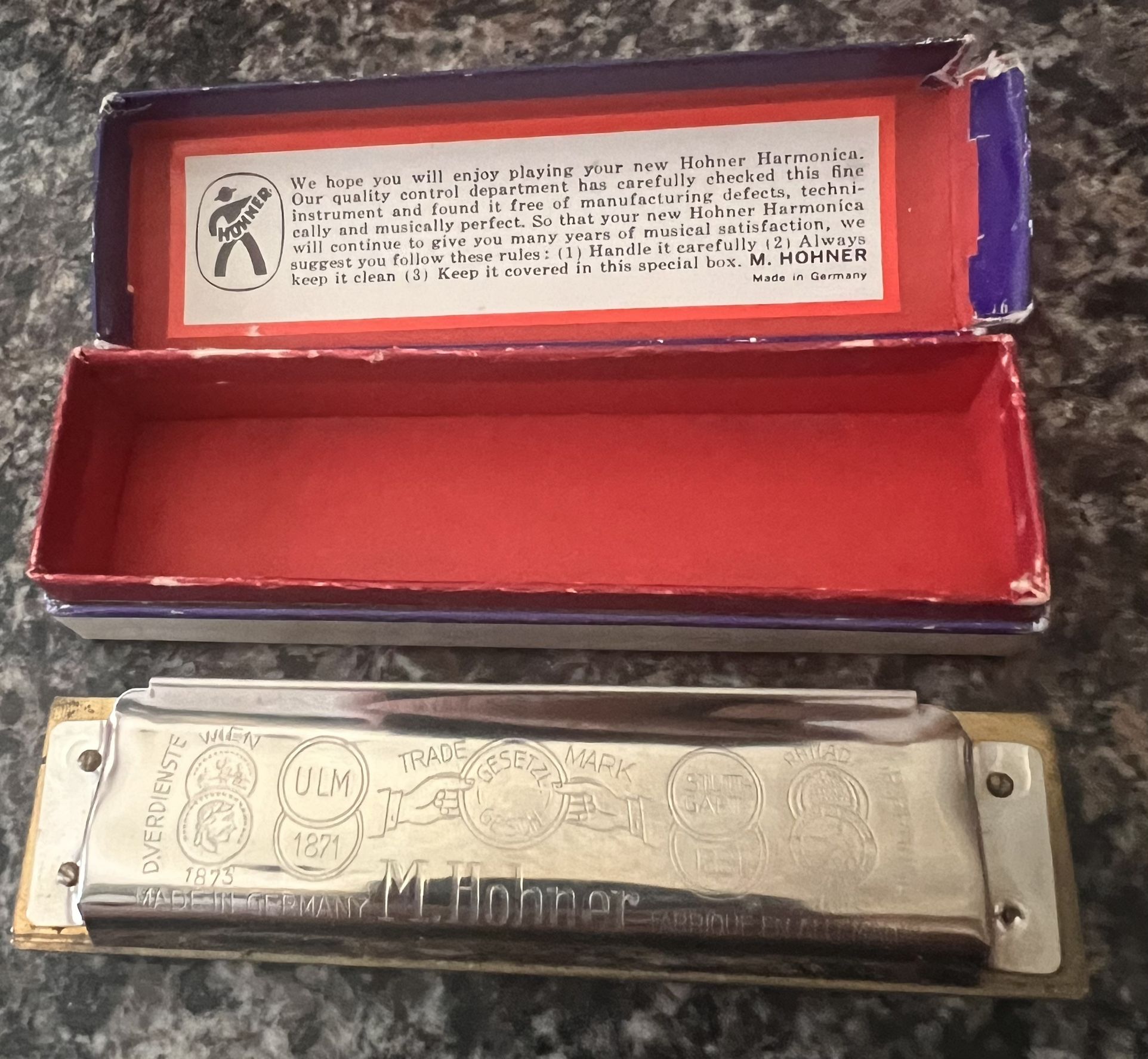 Vintage Hohner Marine Band Harmonica No. 1896 - Key of C - photo 4