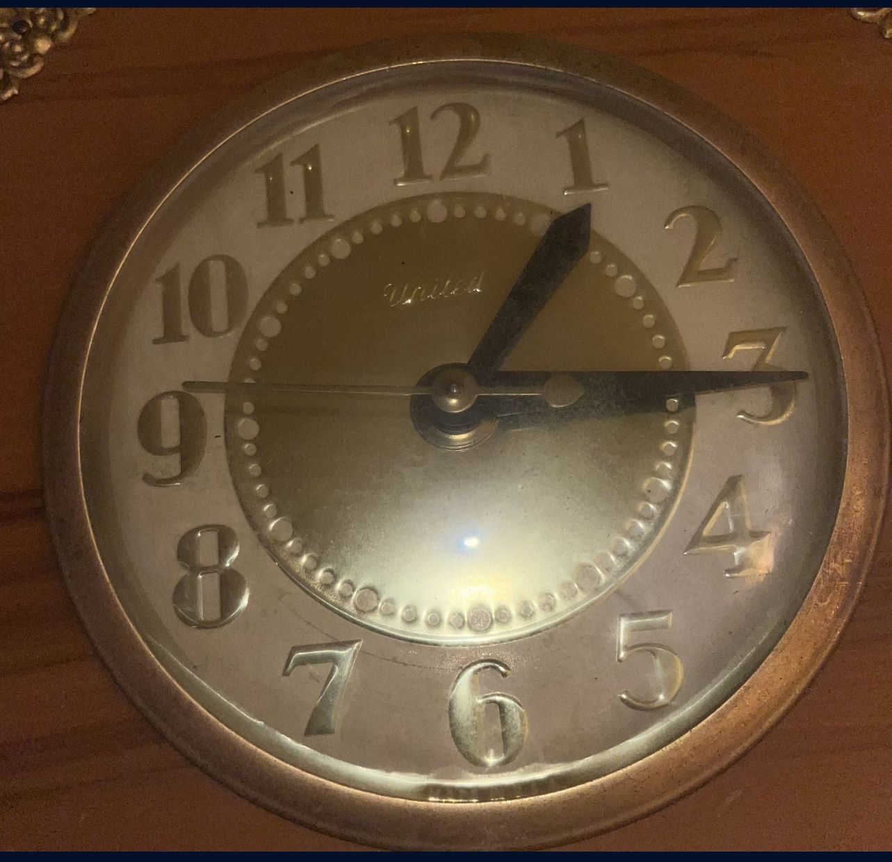 Vintage Mid Century 1950's UNITED Mantel Desk Clock - photo 4