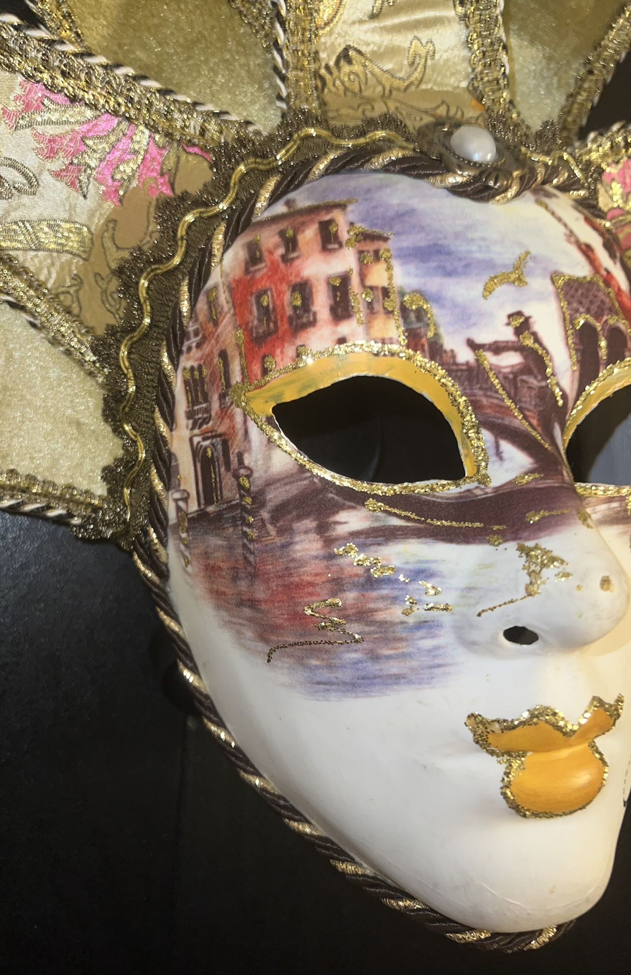 Vintage Venetian Carnival Jester Mask Handmade Signed Wall Decor - photo 4