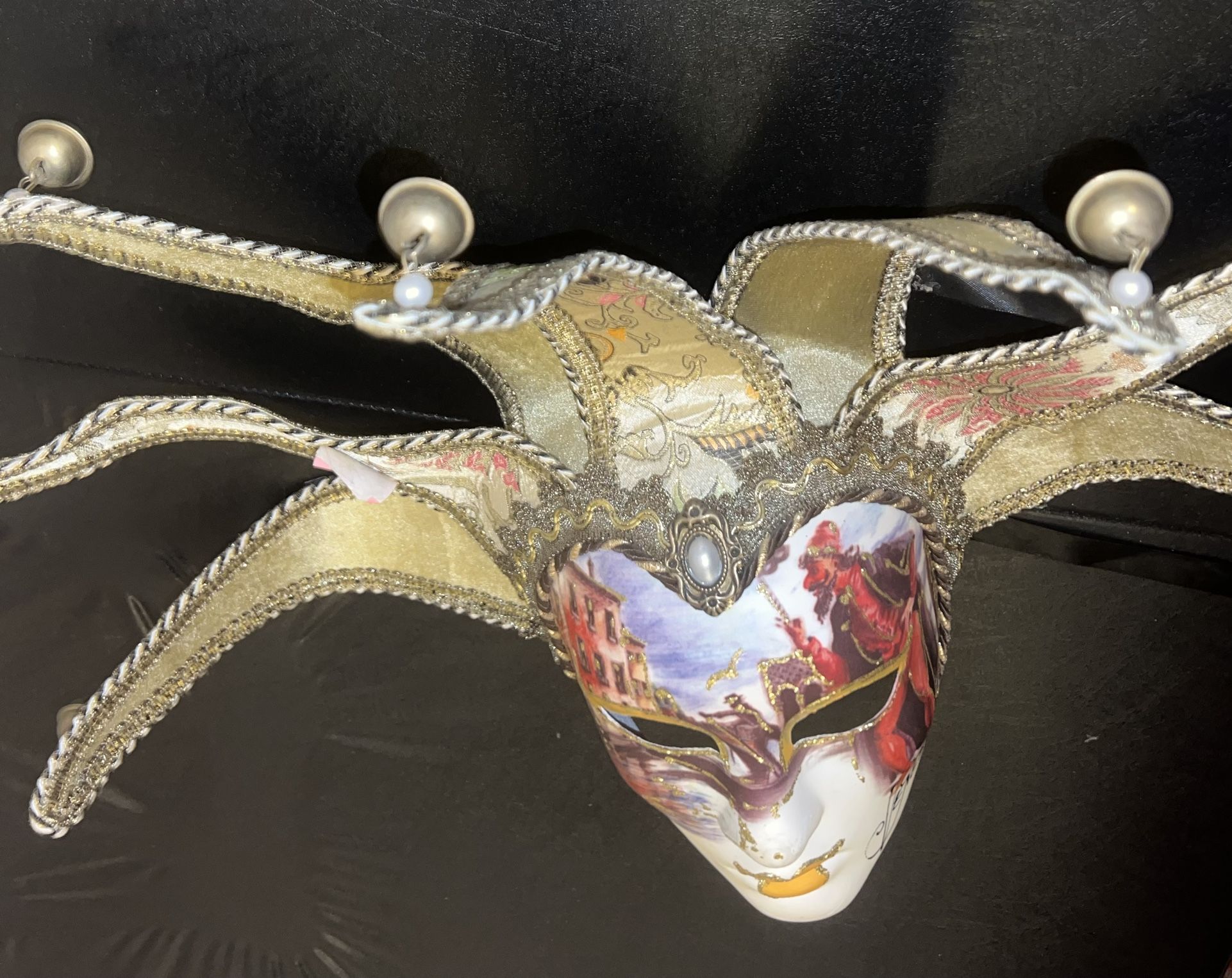 Vintage Venetian Carnival Jester Mask Handmade Signed Wall Decor - photo 5