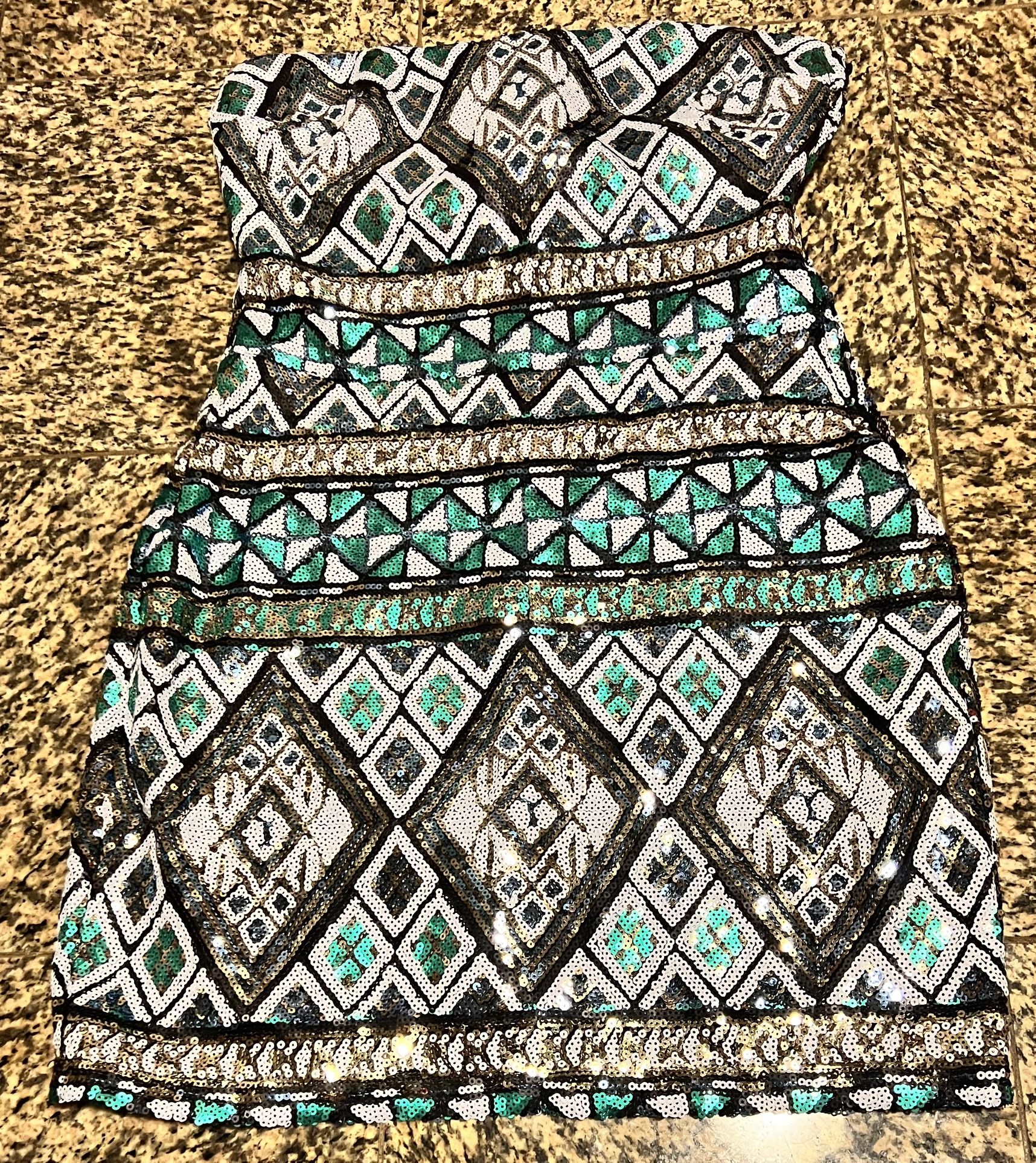 Body Central Strapless Multicolor Sequin Dress - Women's Size L