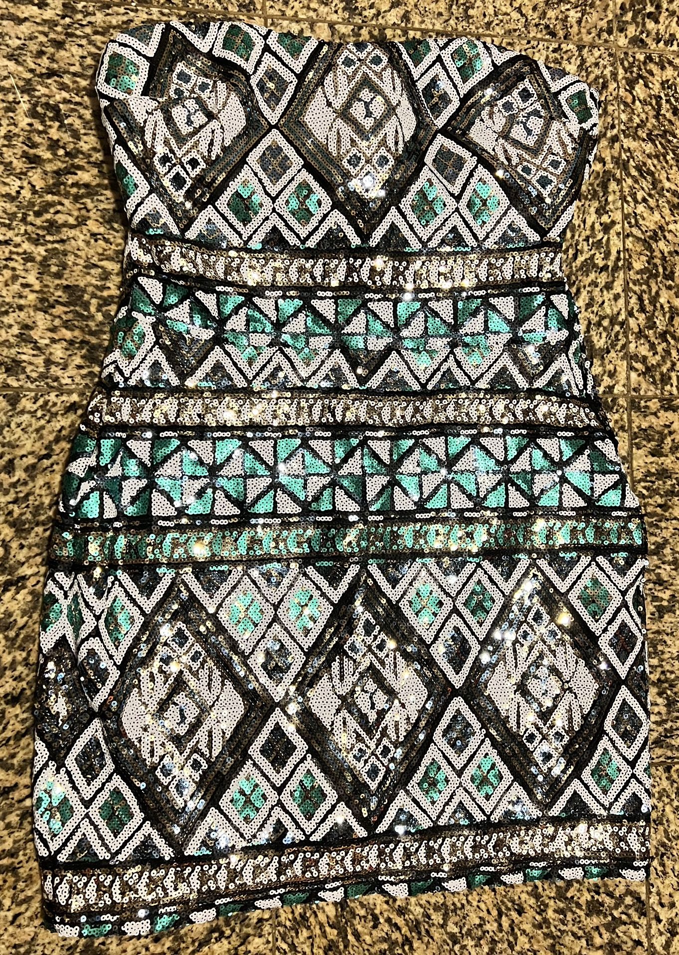 Body Central Strapless Multicolor Sequin Dress - Women's Size L - photo 2
