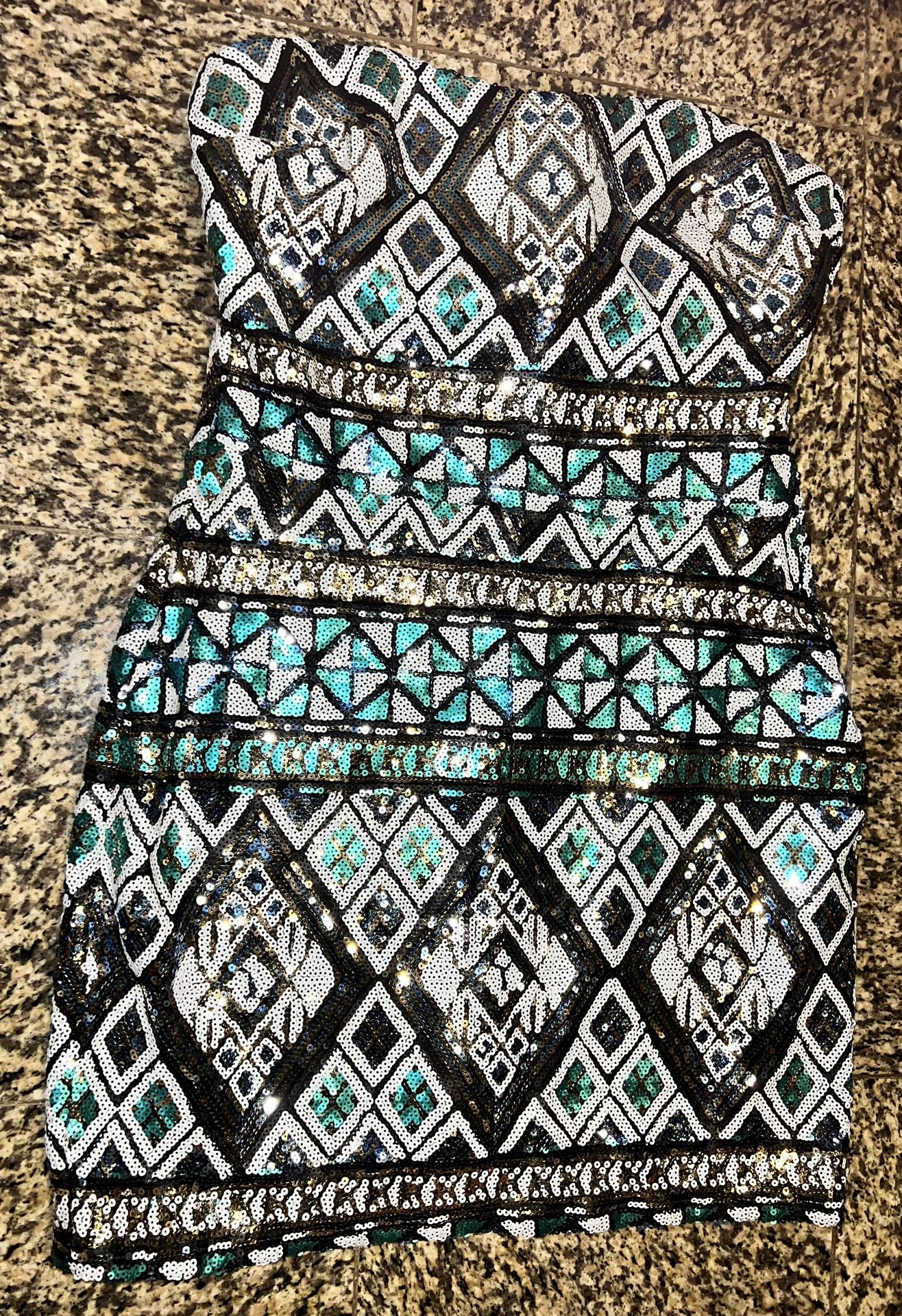 Body Central Strapless Multicolor Sequin Dress - Women's Size L - photo 3
