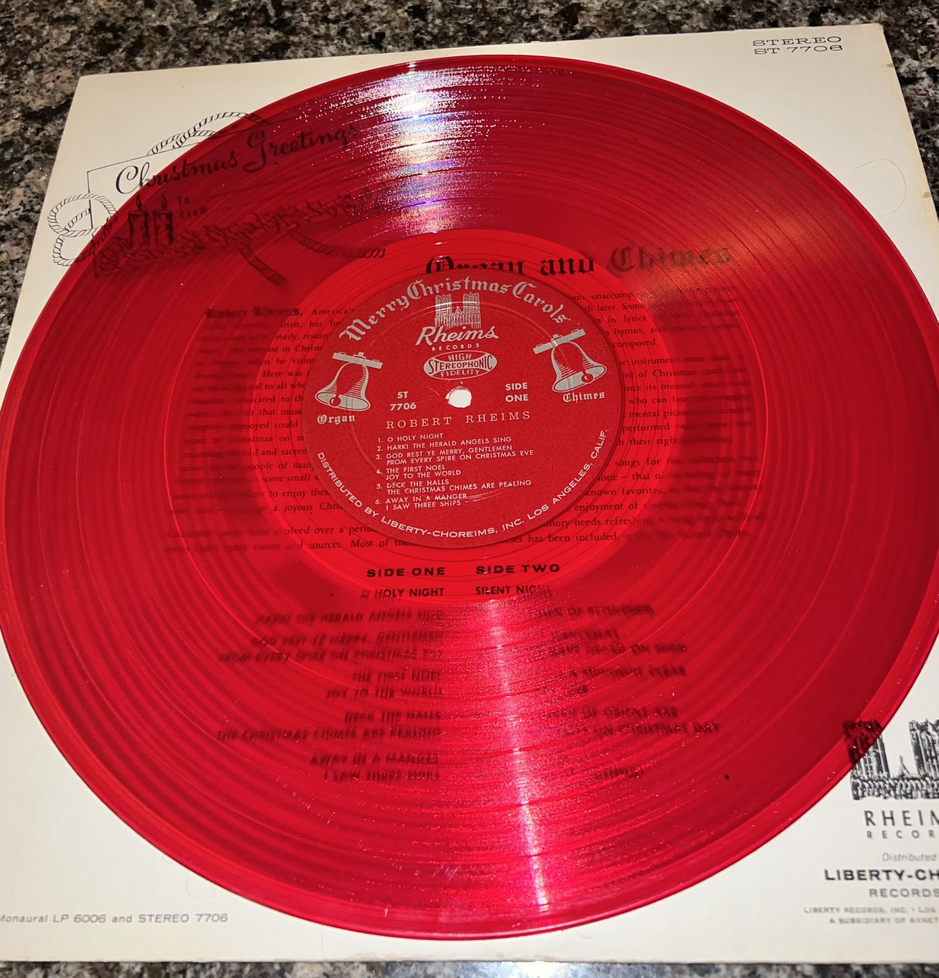 "MERRY CHRISTMAS in CAROLS" Organ Chimes - Robert Rheims 1962 RE - photo 5