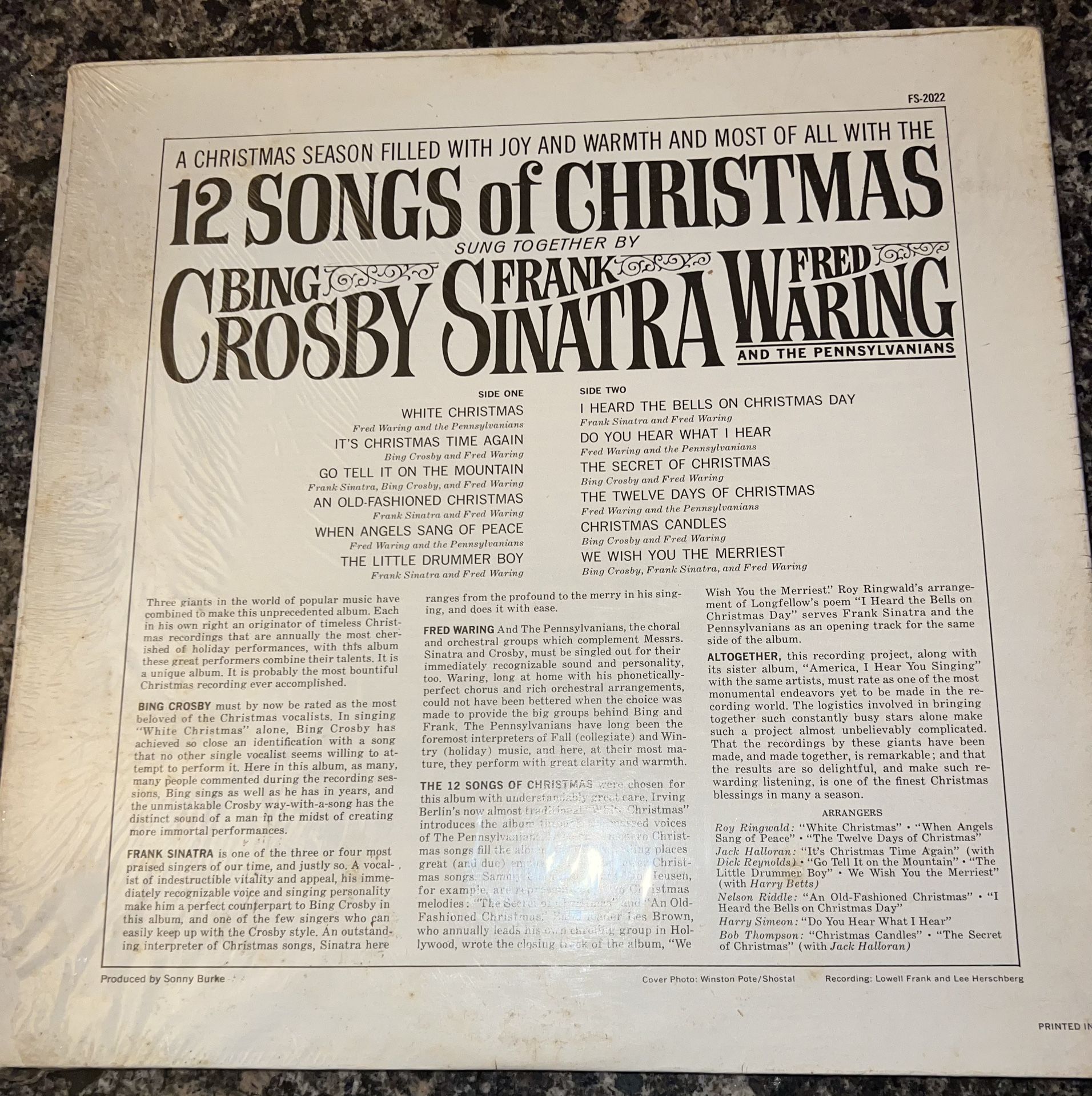 Bing Crosby Frank Sinatra + 12 Songs of Christmas Vinyl Record F - photo 2