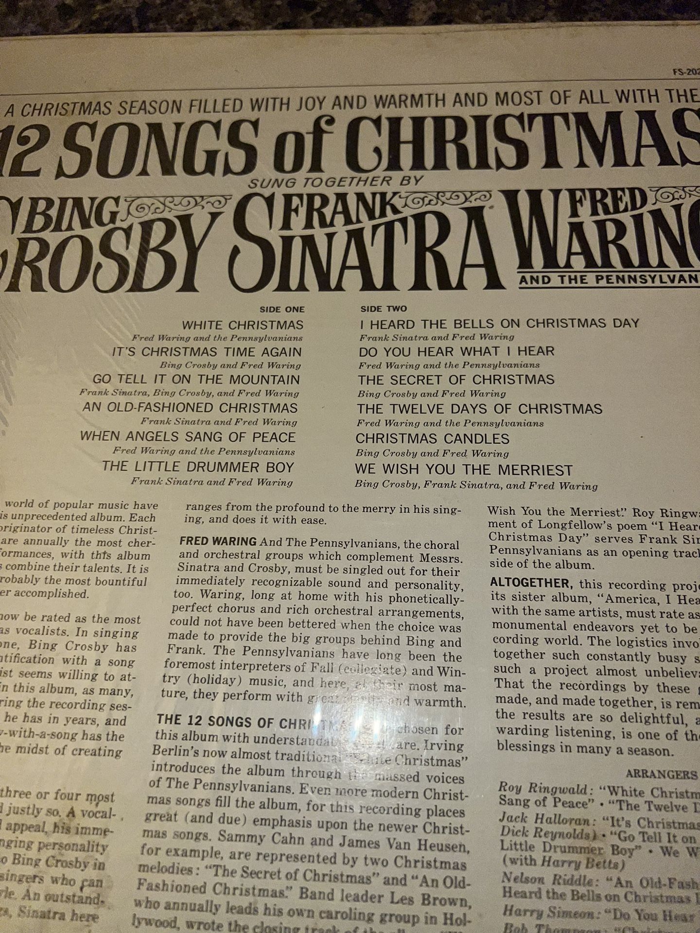 Bing Crosby Frank Sinatra + 12 Songs of Christmas Vinyl Record F - photo 3